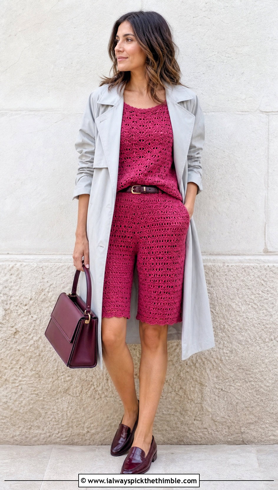 Crochet Shell Top And Bermuda Shorts Set - 20 crochet top and bottom set outfit ideas