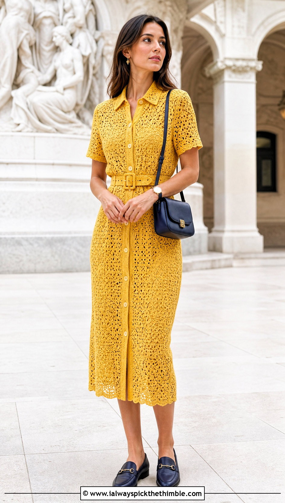 Crochet Shirt Dress With Loafers - 20 unique crochet clothes and outfit ideas