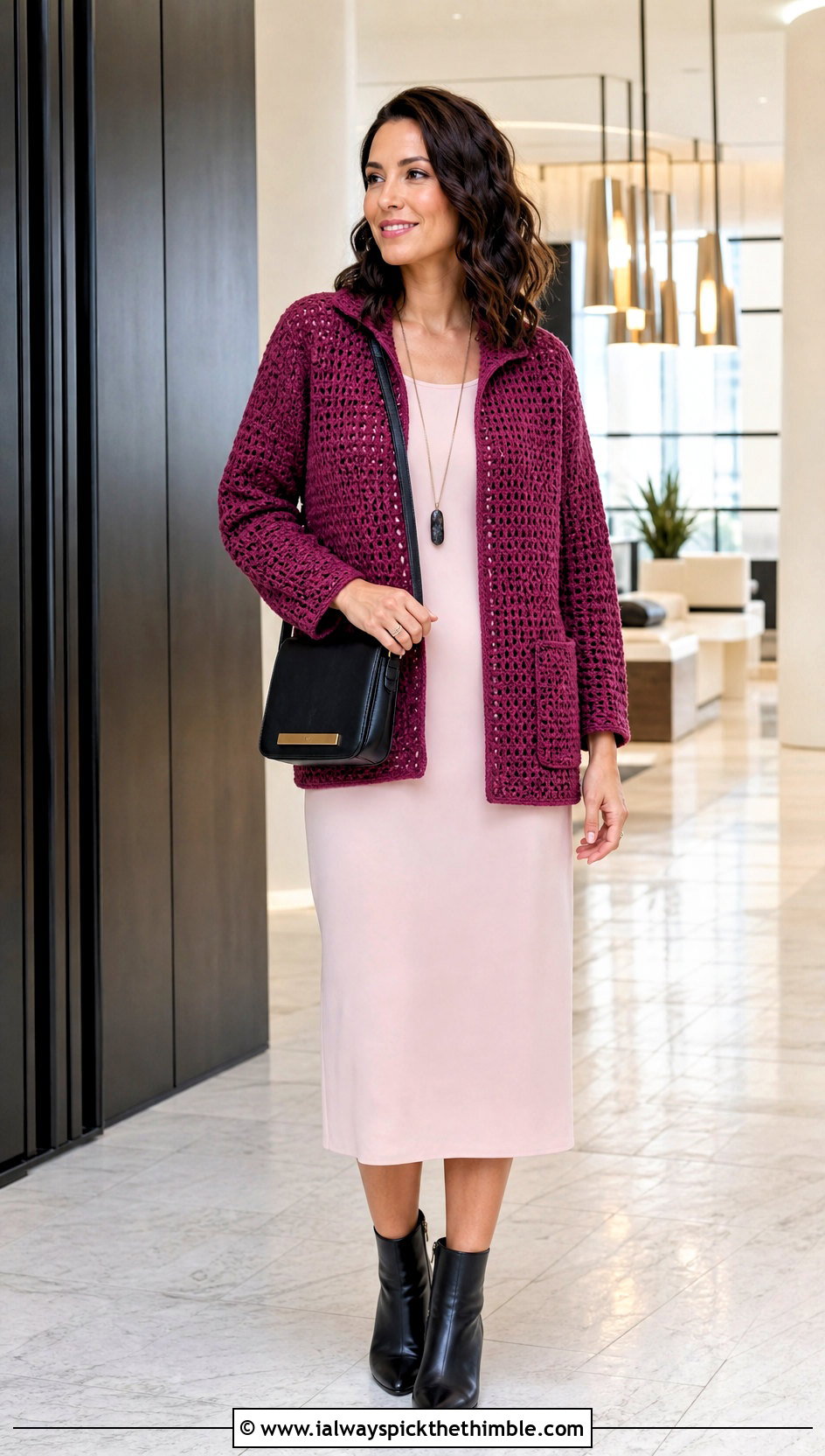 Crochet Shirt Jacket With Column Dress - 25 crochet shirt outfit ideas