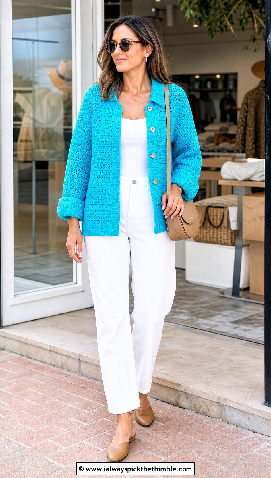 Crochet Shirt Jacket With White Jeans - 20 Crochet Ladies Jacket outfit ideas
