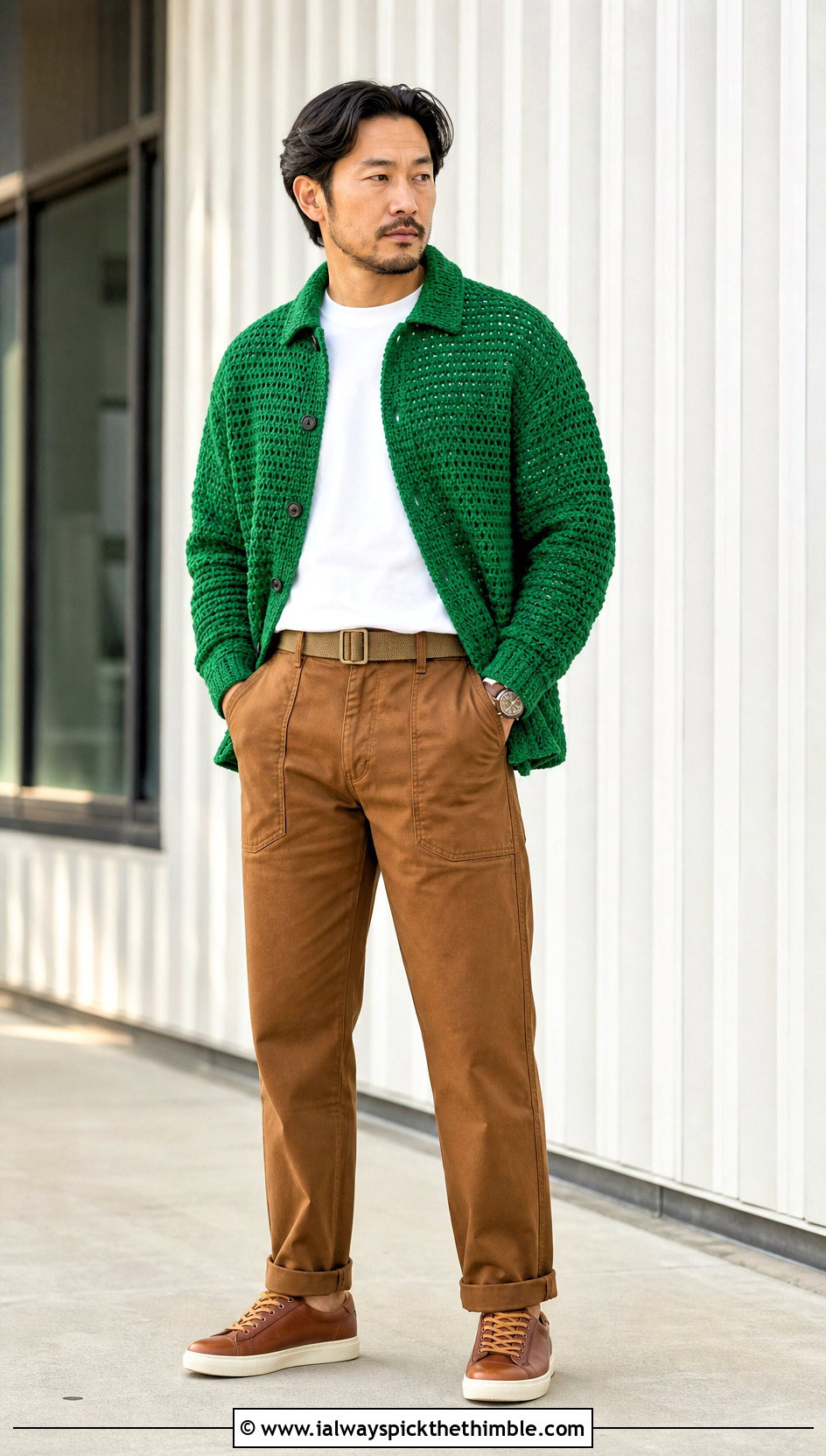 Crochet Shirt Jacket With Work Pants - 25 crochet shirt men outfit ideas