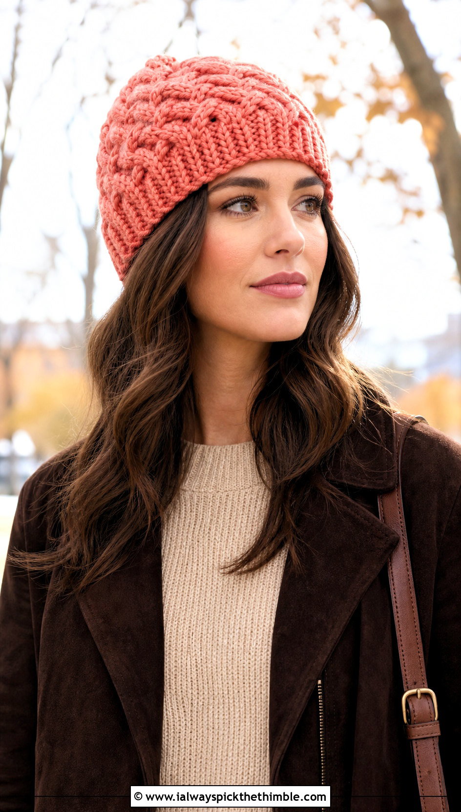 Crochet Short Row Cable Look Beanie With Sweater Dress - 20 Crochet Short Rows Hat outfit ideas
