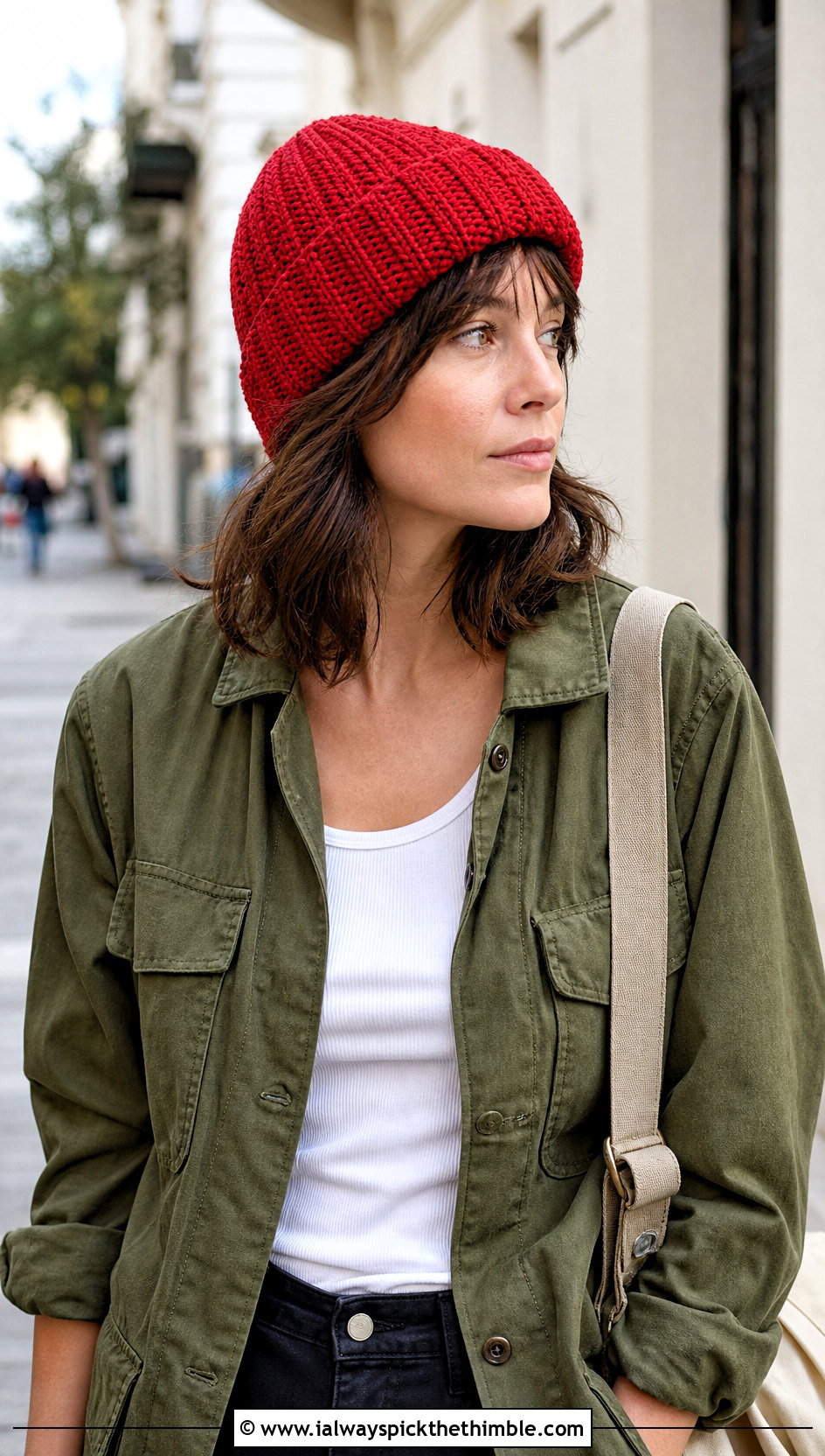 Crochet Short Row Watch Cap With Utility Jacket - 20 Crochet Short Rows Hat outfit ideas