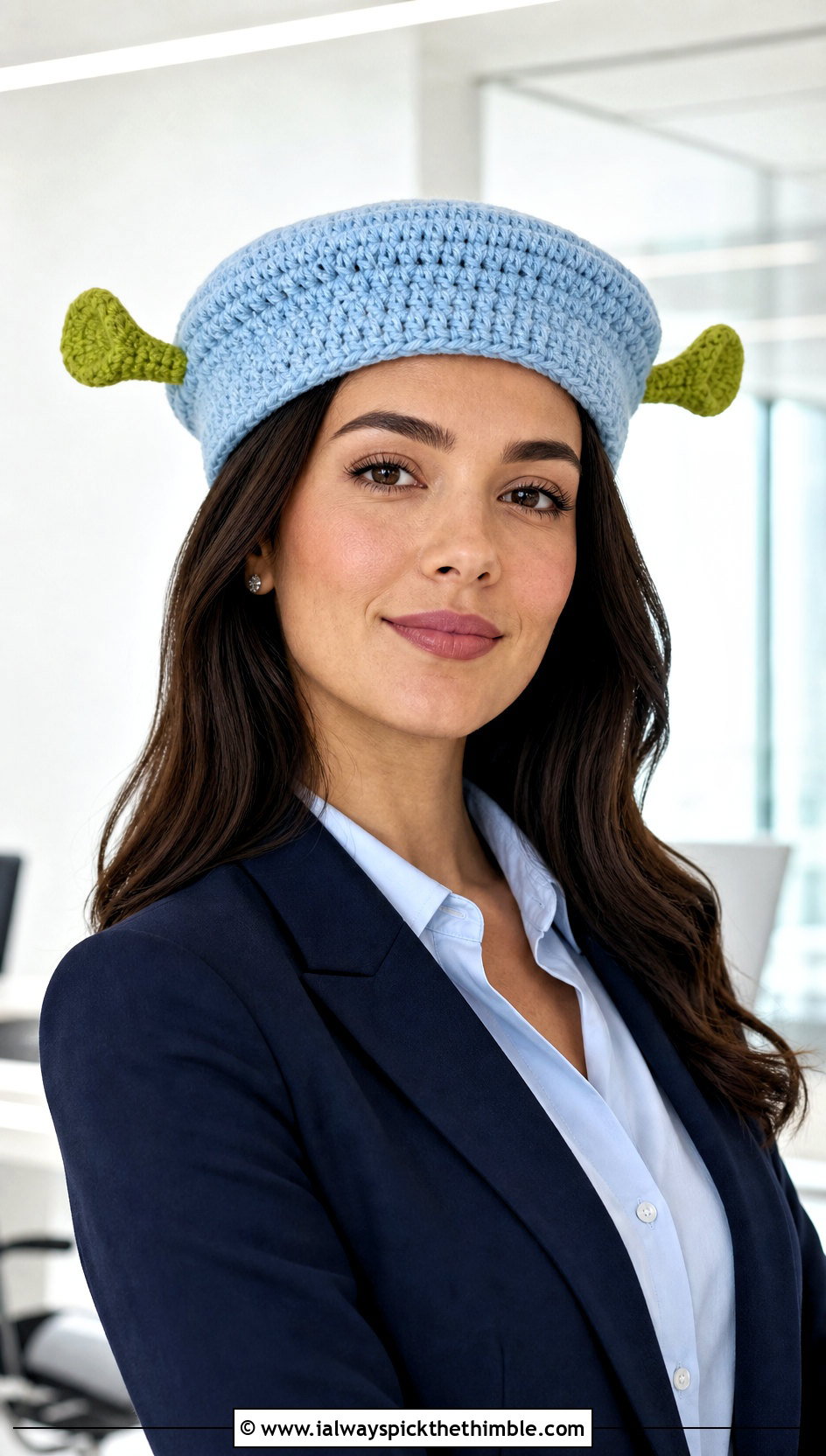 Crochet Shrek Beret With Blazer And Trousers - 25 crochet shrek hat outfit ideas