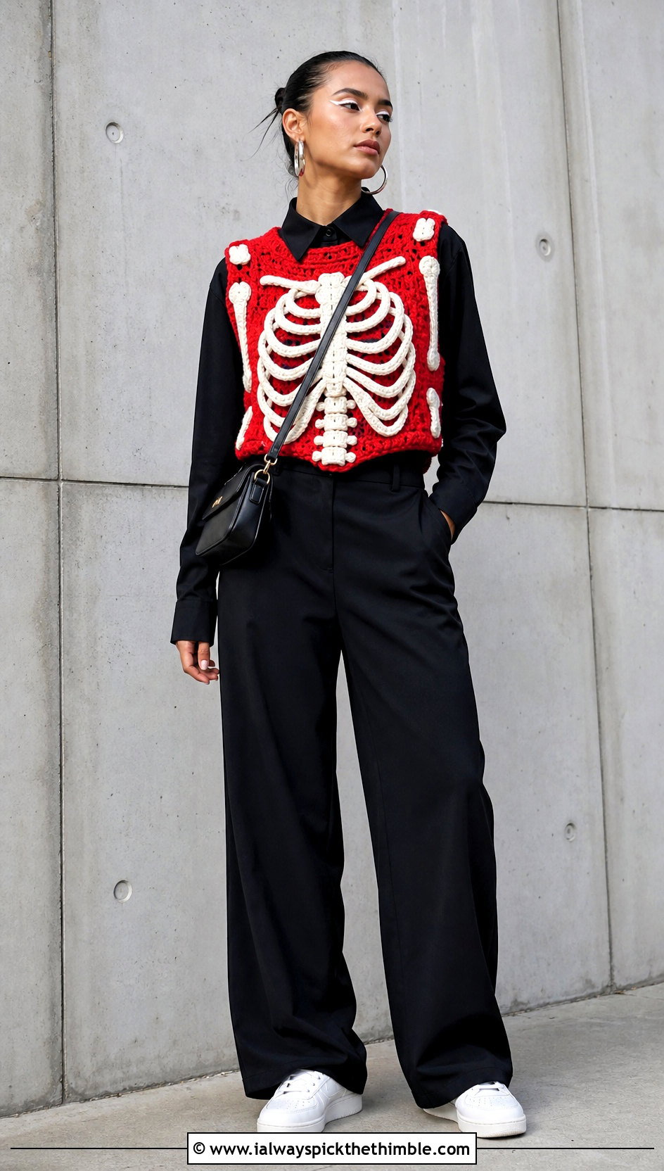Crochet Skeleton Vest Costume - 25 Crochet Halloween Costume Women outfit ideas