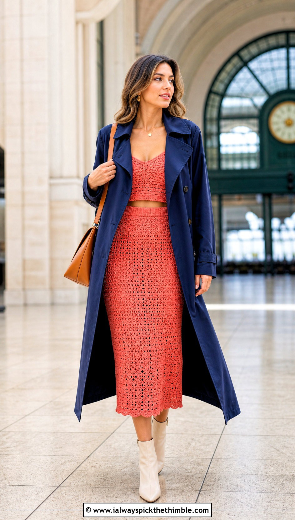 Crochet Skirt Set With Long Trench Coat - 25 autumn crochet clothes and outfit ideas