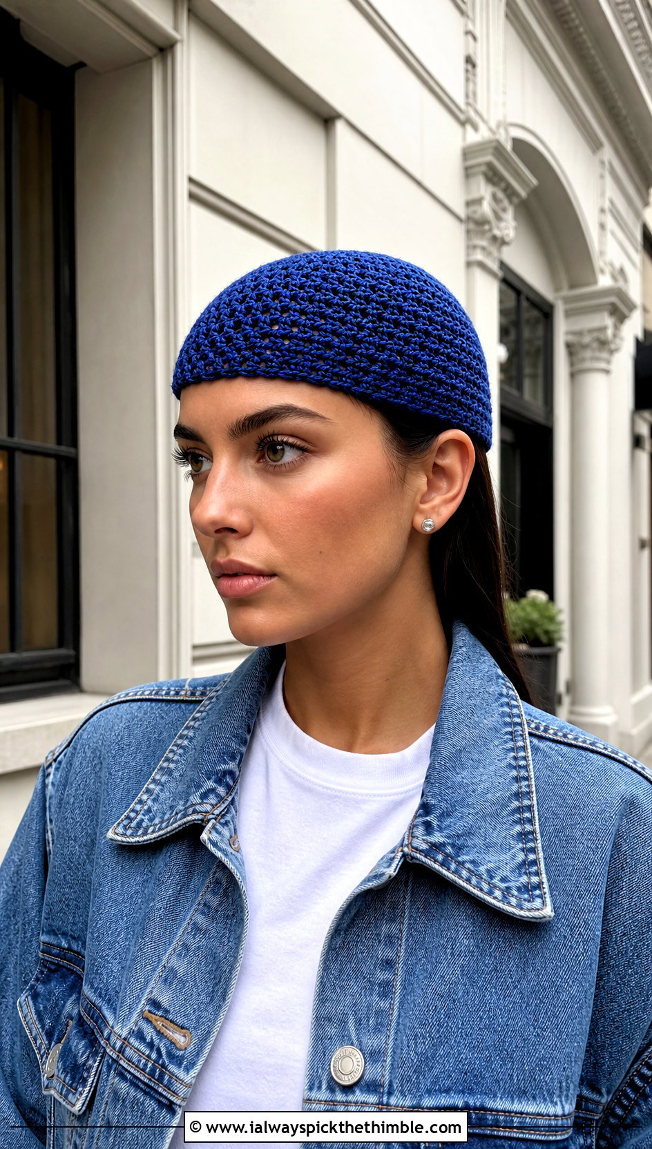 Crochet Skull Cap With Denim Jacket Outfit - 25 crochet accessories outfit ideas