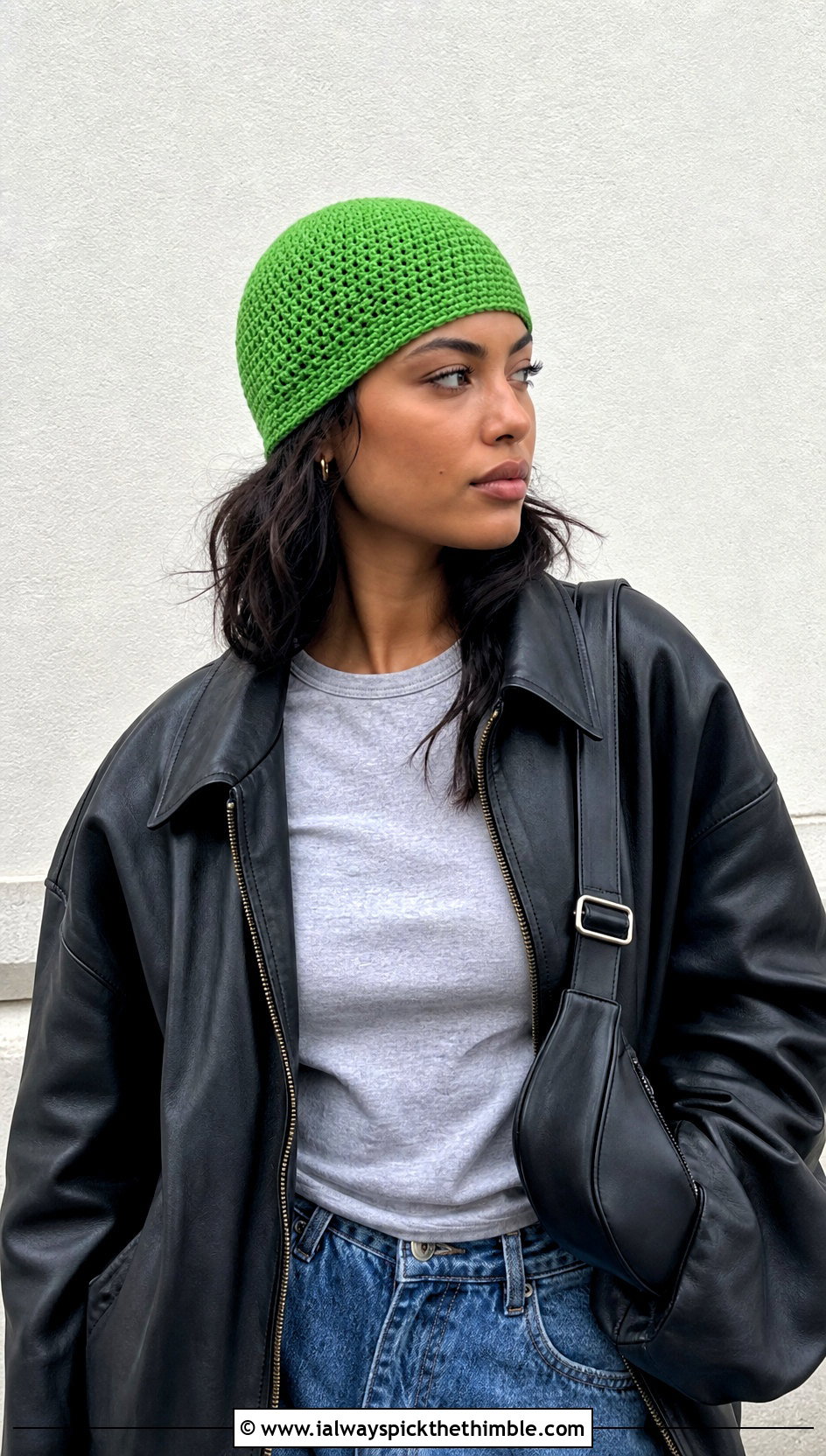 Crochet Skull Cap With Leather Jacket - 20 Small Crochet Projects Clothes and outfit ideas