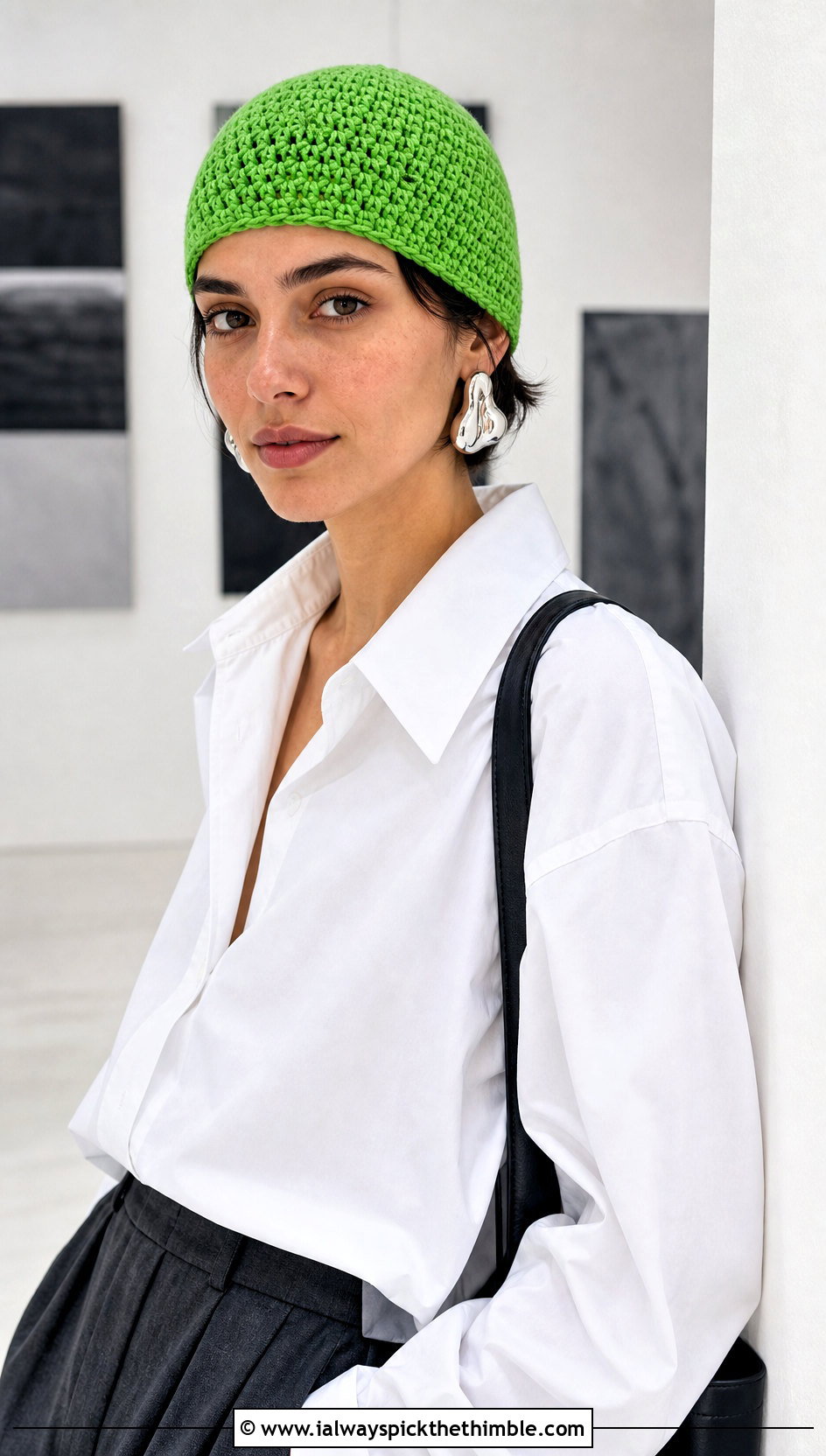 Crochet Skull Cap With Minimalist Outfit - 20 Easy Crochet Womens Hat outfit ideas