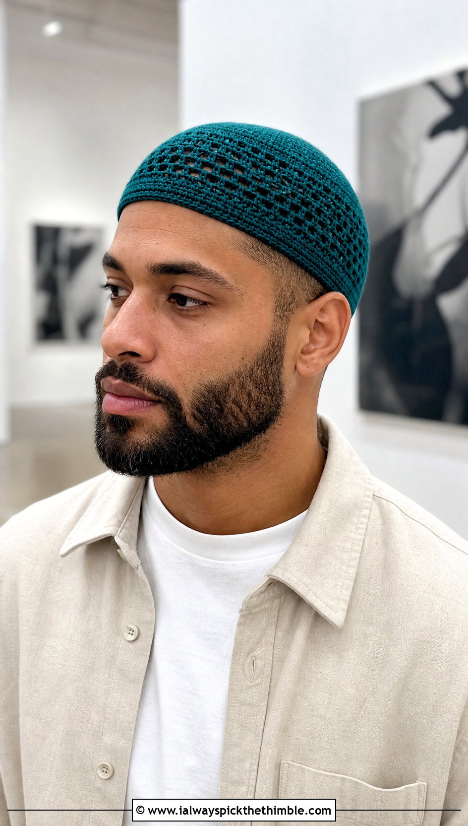 Crochet Skull Cap With Overshirt And Pleated Trousers - 25 crochet hat for men outfit ideas