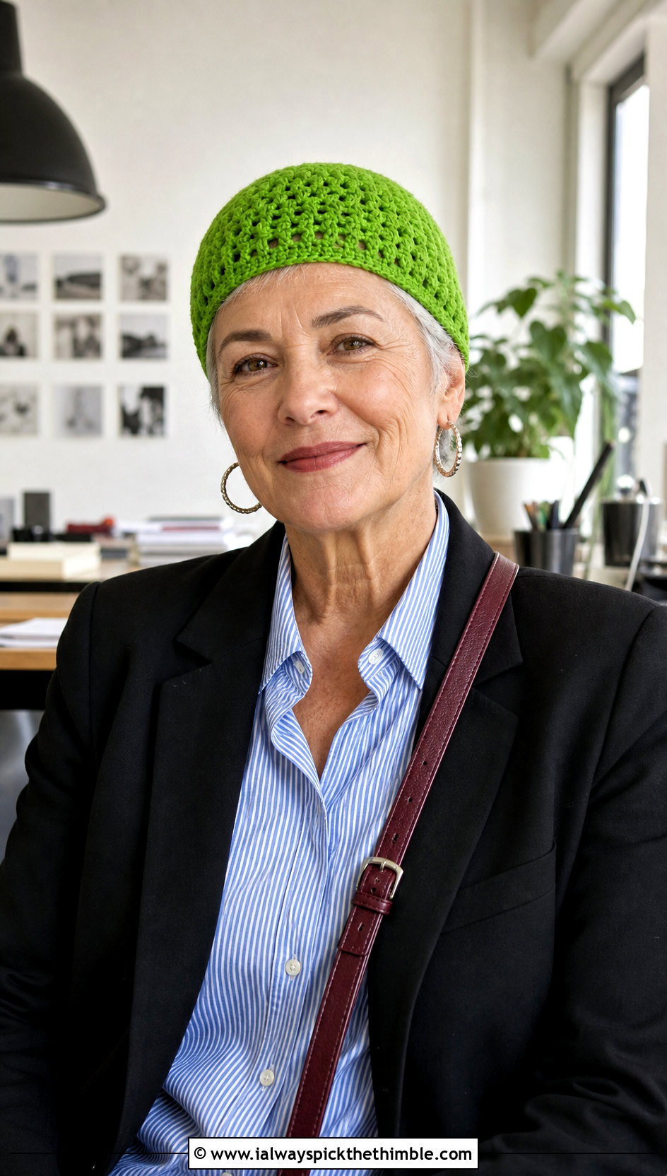 Crochet Skullcap With Blazer And Jeans - 20 Crochet Hat For Grandma outfit ideas