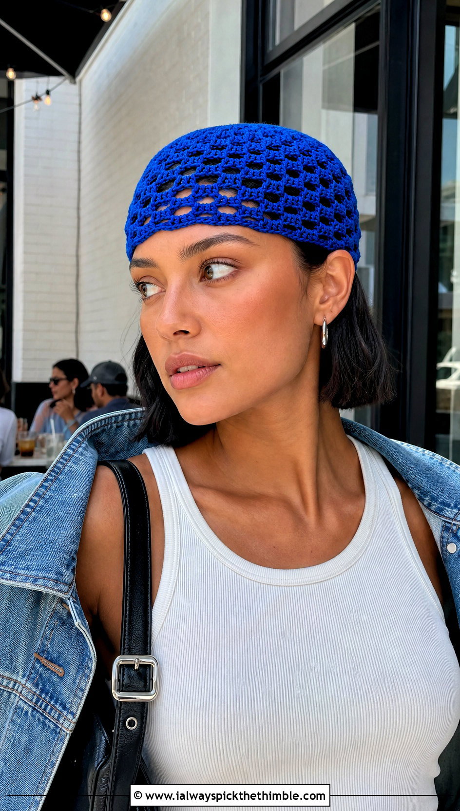 Crochet Skullcap With Tank Top And Jeans - 15 crochet hair cap outfit ideas