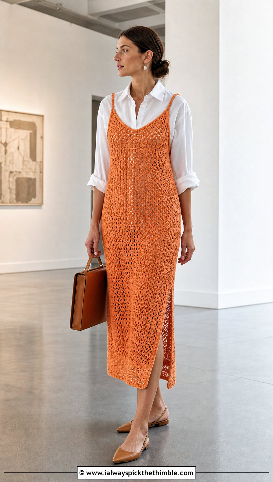 Crochet Slip Dress With Button Down Shirt - 25 cute crochet dress ideas