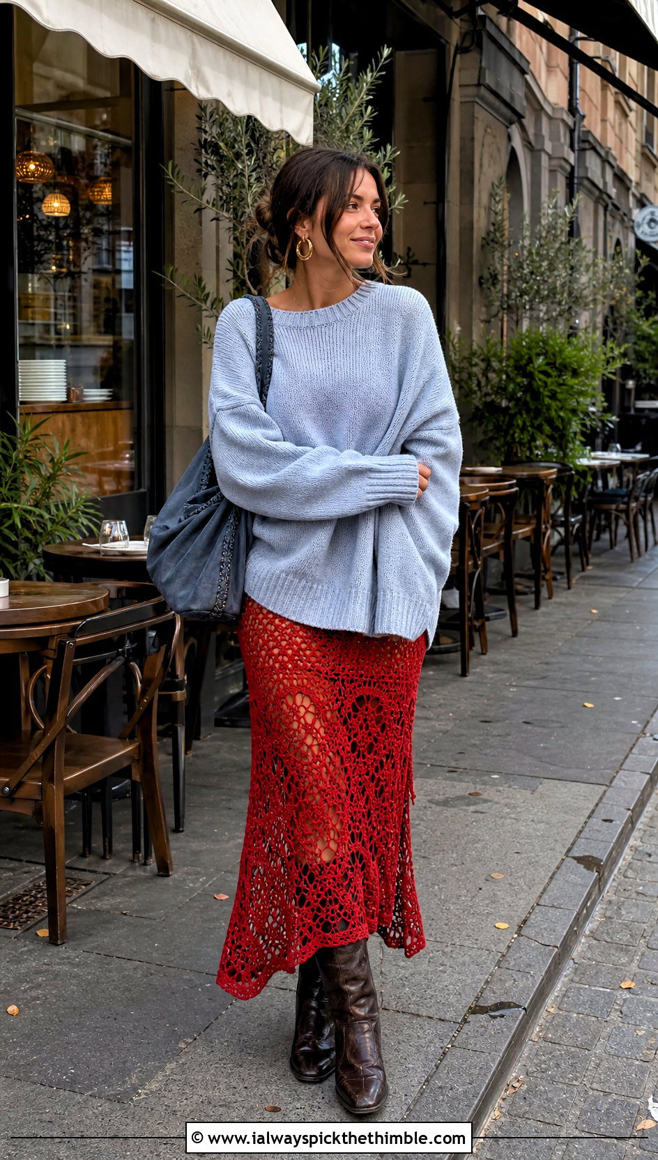 Crochet Slip Maxi Dress With Oversized Sweater - 25 crochet long dress outfit ideas