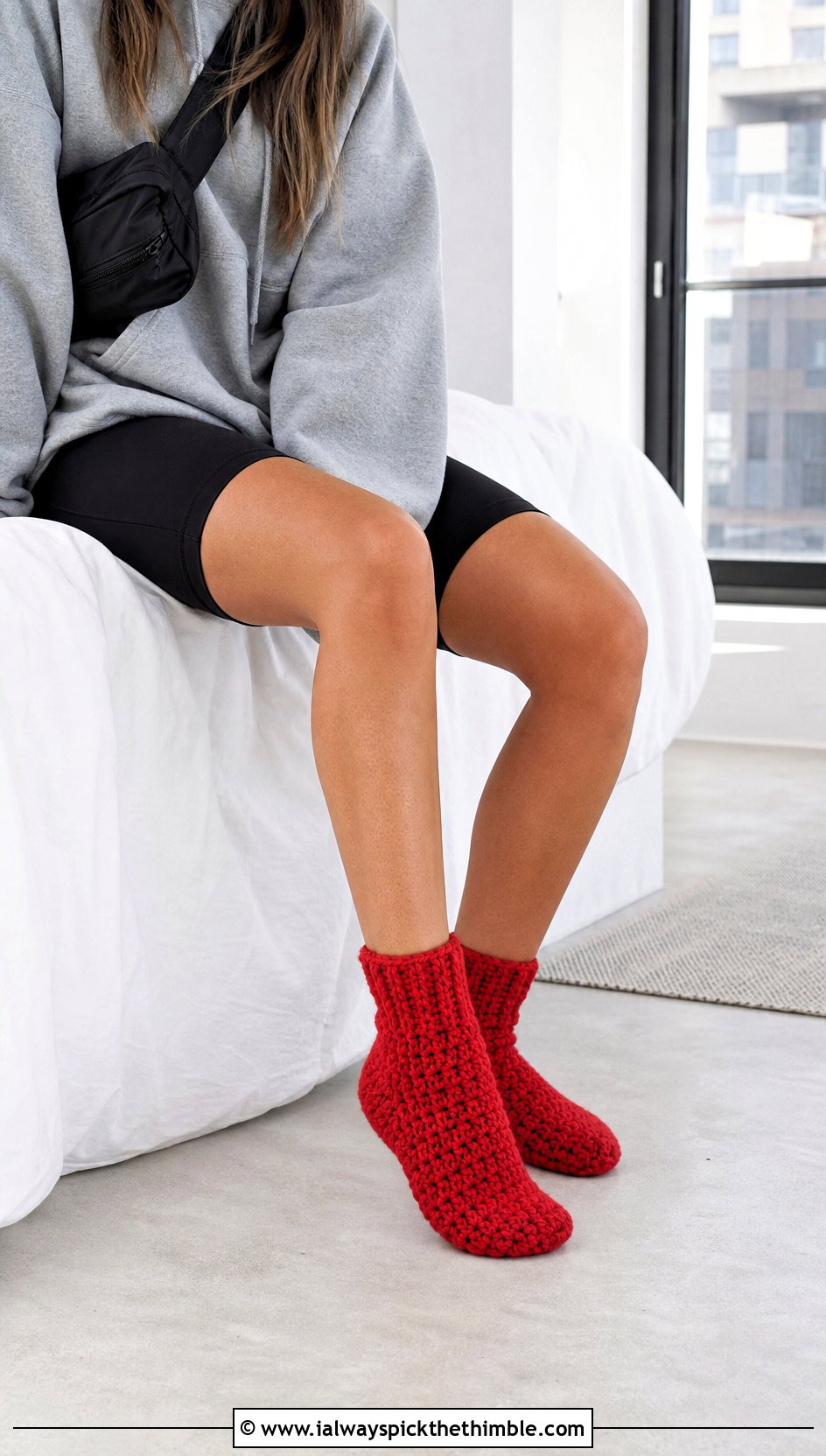 Crochet Slipper Socks With Hoodie And Bike Shorts - 25 easy crochet slippers adult outfit ideas