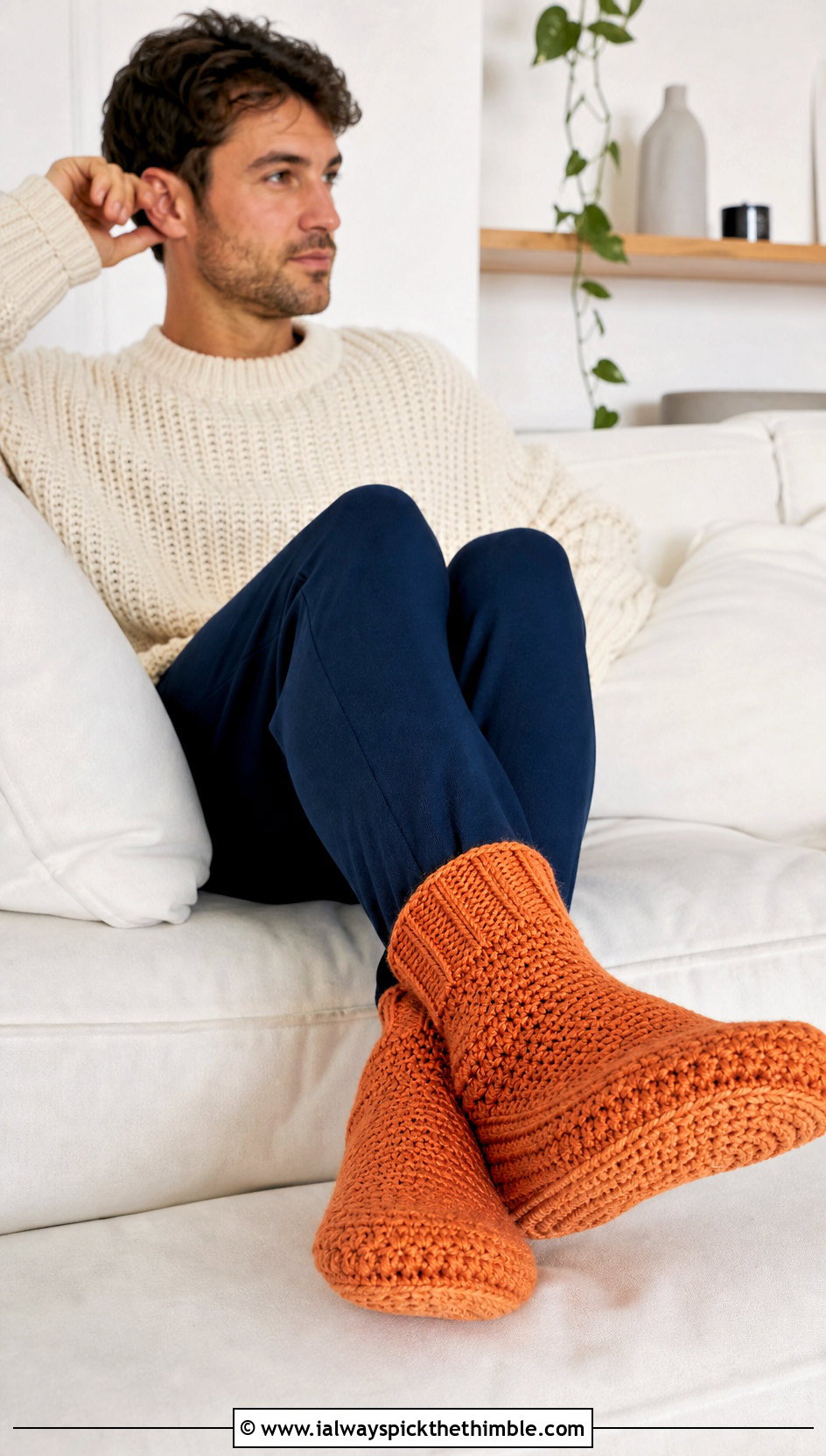Crochet Slipper Socks With Oversized Sweater - 25 mens crochet slippers outfit ideas