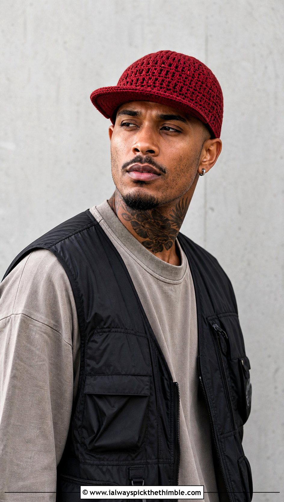 Crochet Snapback Cap With Streetwear Outfit - 25 crochet cap for men outfit ideas