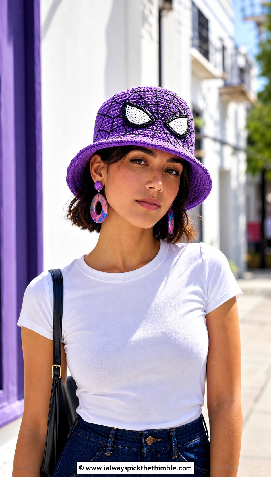 Crochet Spiderman Bucket Hat With T Shirt And Midi Skirt - 25 crochet spiderman hat outfit ideas