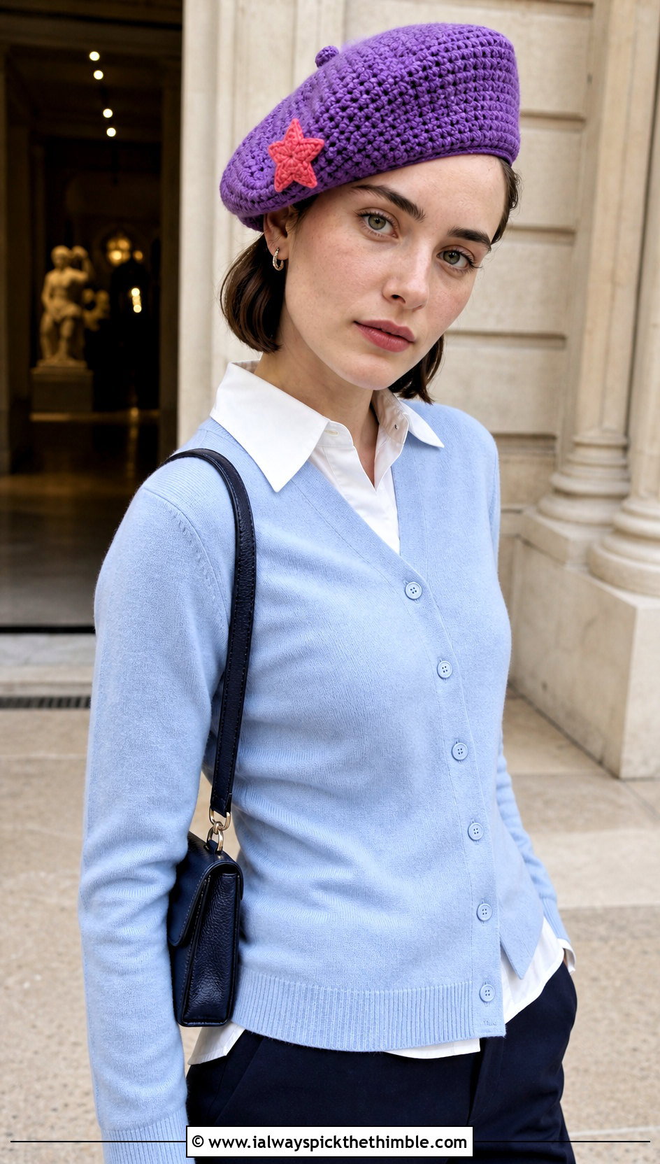 Crochet Star Beret With Pleated Skirt - 20 crochet star hat outfit ideas