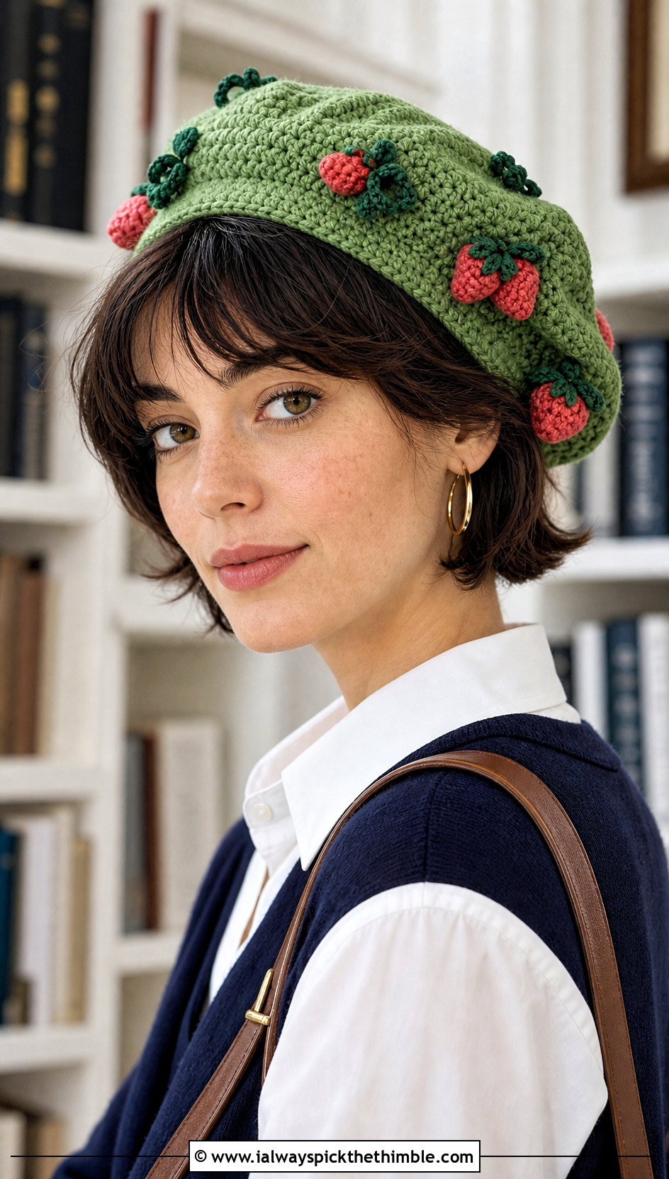 Crochet Strawberry Shortcake Tam Hat With Sweater Vest - 20 crochet strawberry shortcake hat outfit ideas