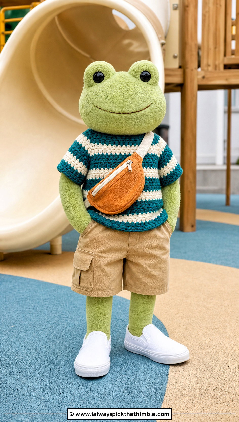 Crochet Striped T Shirt With Cargo Shorts - 25 crochet clothes for stuffed animals outfit ideas