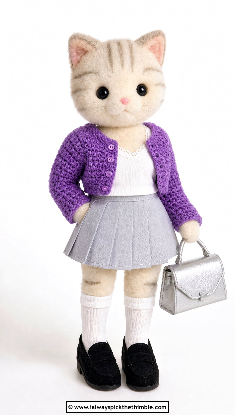 Crochet Stuffie Cropped Cardigan With Pleated Skirt - 20 Crochet Stuffie Clothes and outfit ideas