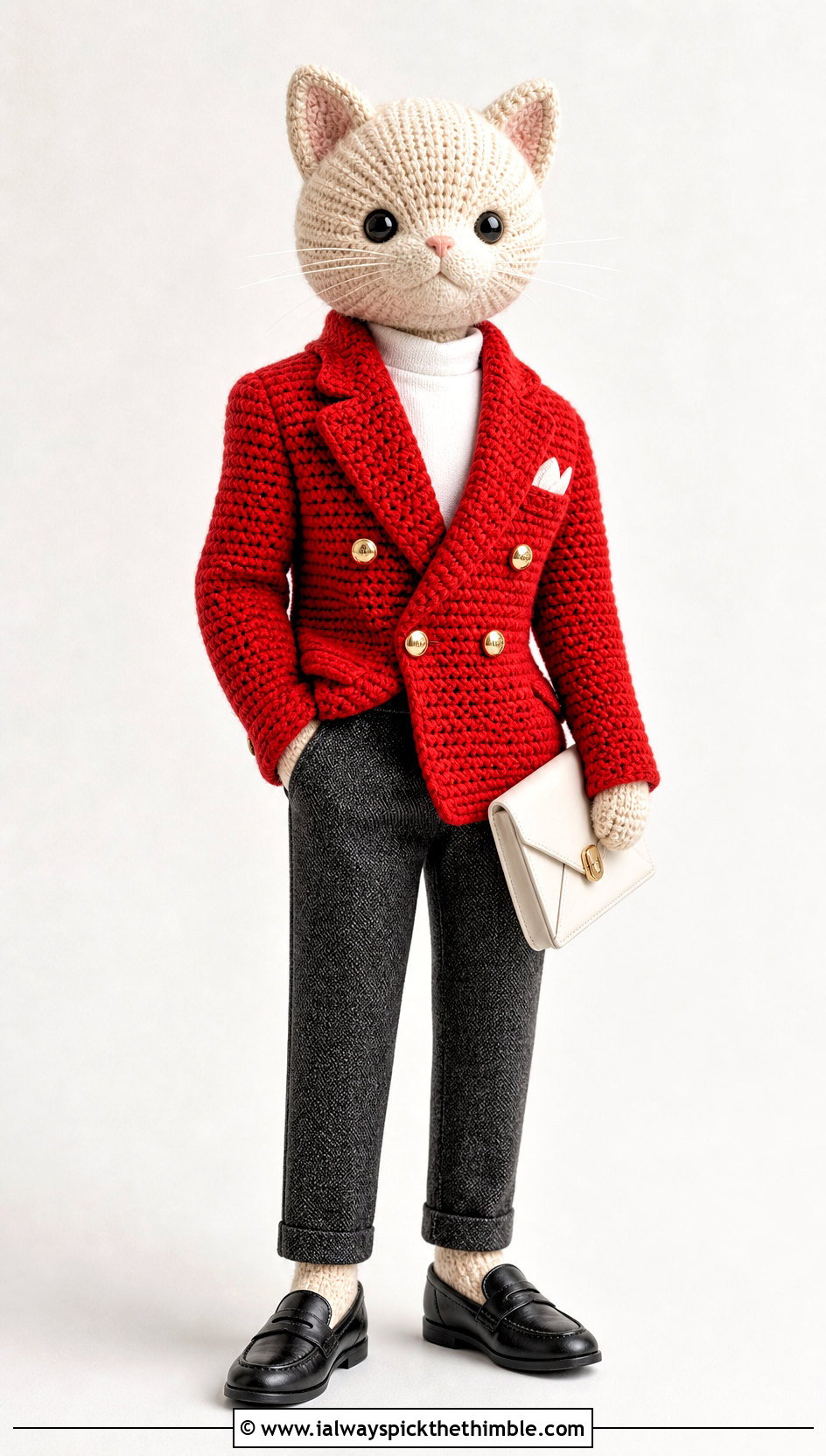 Crochet Stuffie Double Breasted Blazer With Trousers - 20 Crochet Stuffie Clothes and outfit ideas