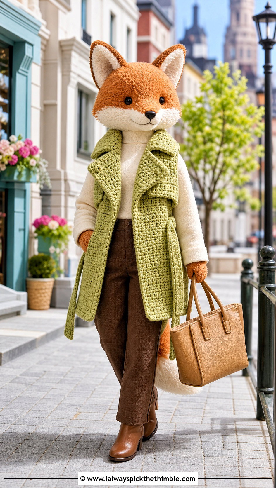 Crochet Stuffie Trench Vest With Straight Leg Pants - 20 Crochet Stuffie Clothes and outfit ideas