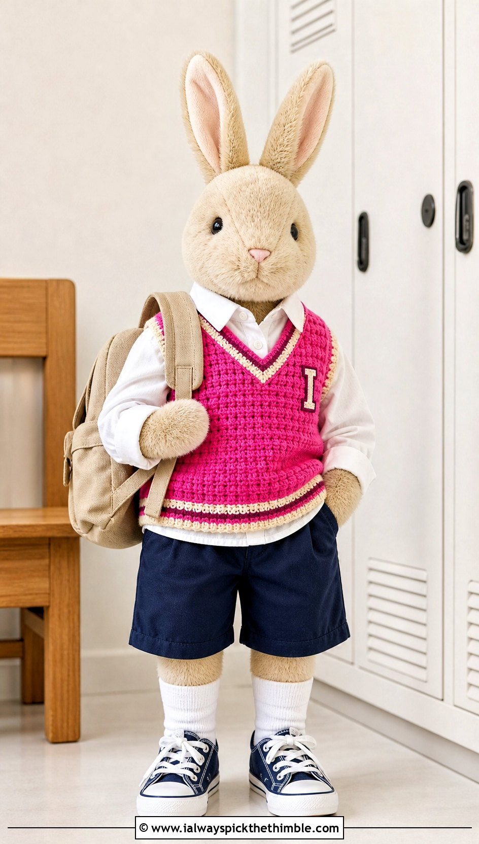Crochet Stuffie Varsity Vest With Bermuda Shorts - 20 Crochet Stuffie Clothes and outfit ideas