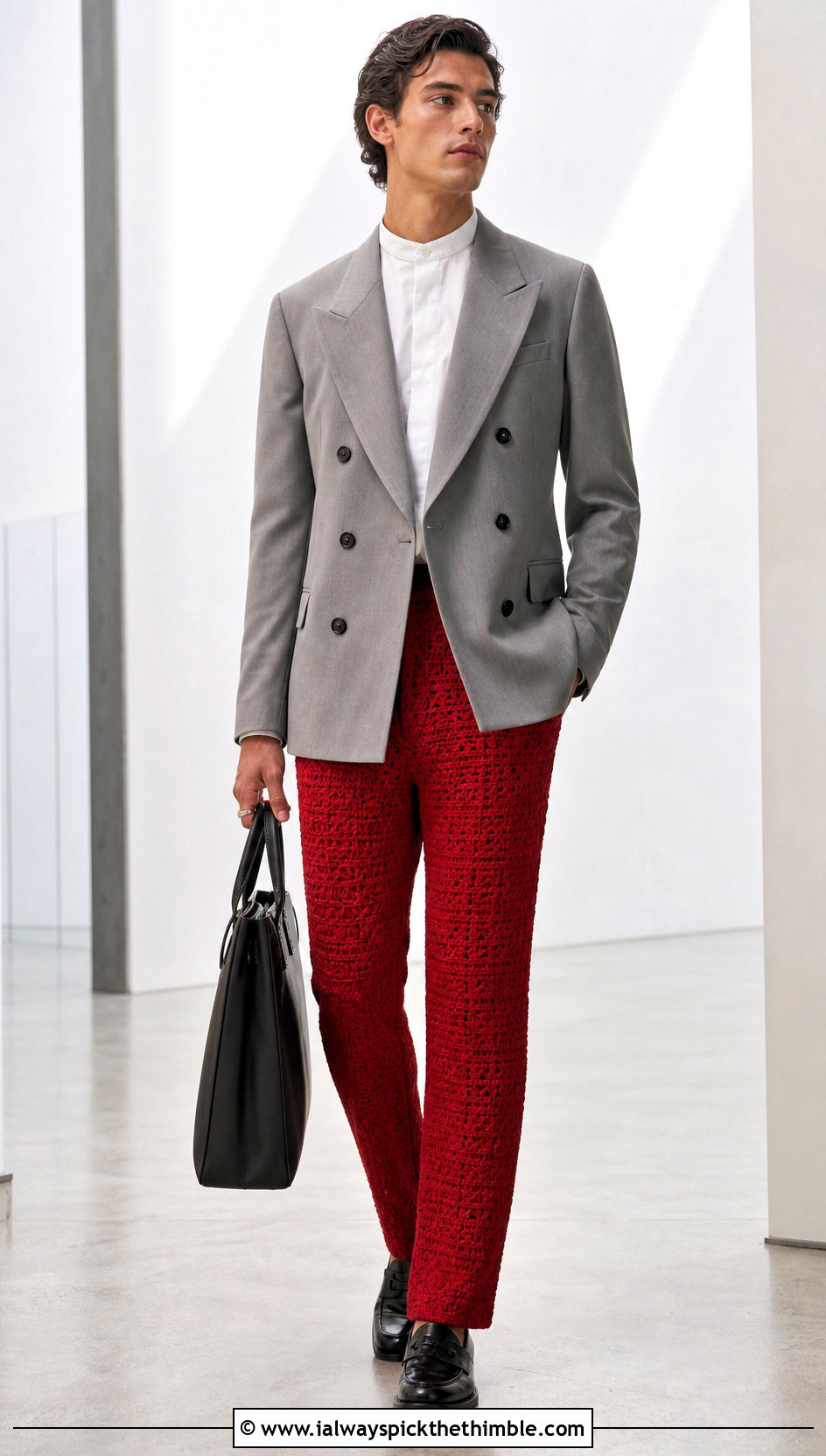 Crochet Suit Pants With Double Breasted Blazer - 25 crochet pants men outfit ideas