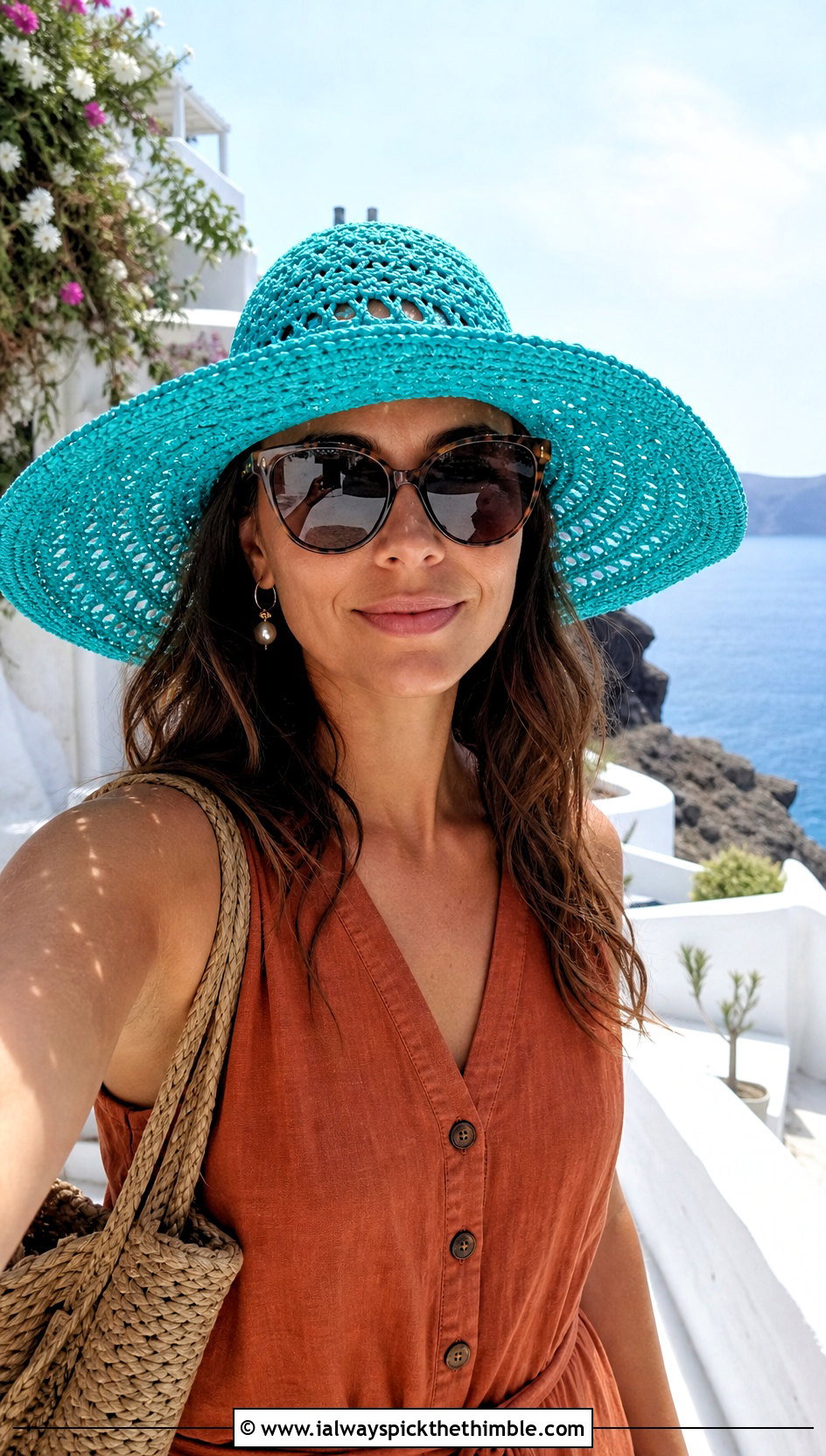 Crochet Sun Hat With Linen Jumpsuit And Sandals - 20 Cool Crochet Hat Ideas