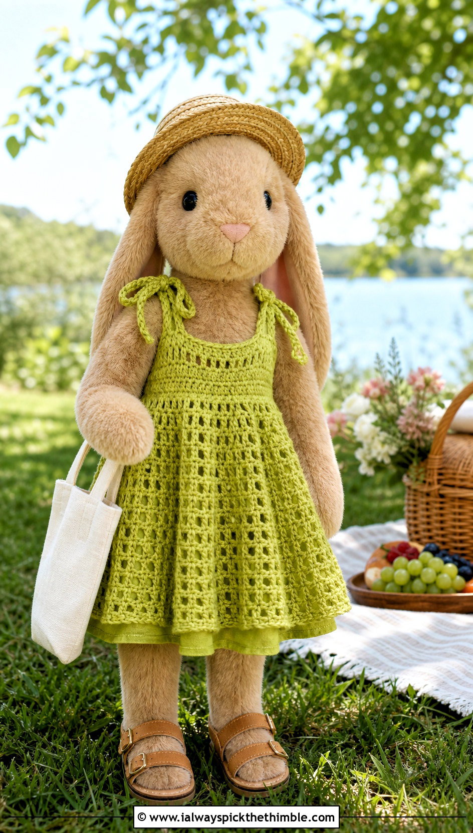 Crochet Sundress With Straw Hat And Sandals - 25 crochet clothes for stuffed animals outfit ideas