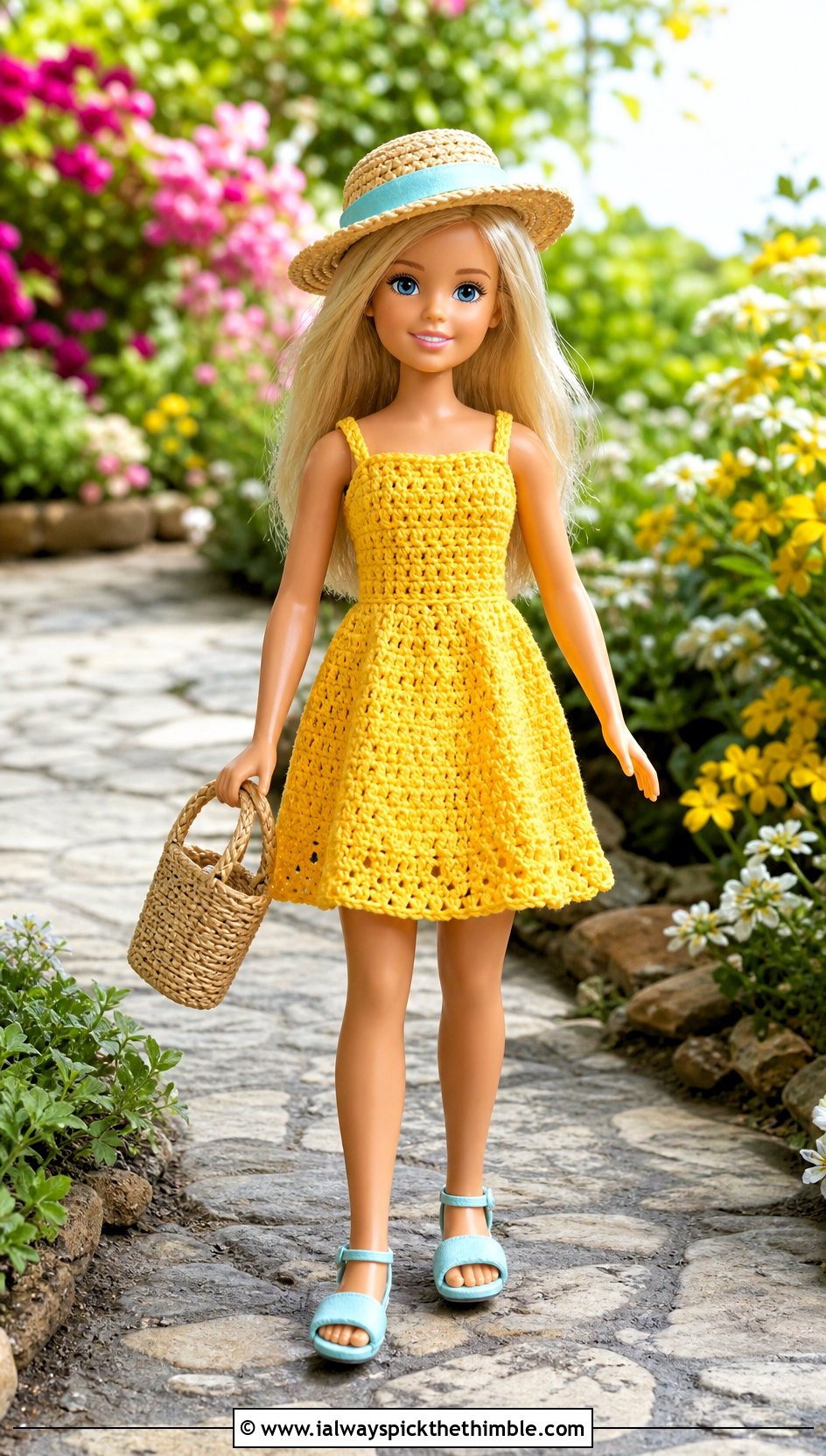Crochet Sundress With Straw Hat - 15 Crochet Kelly Doll Clothes and outfit ideas