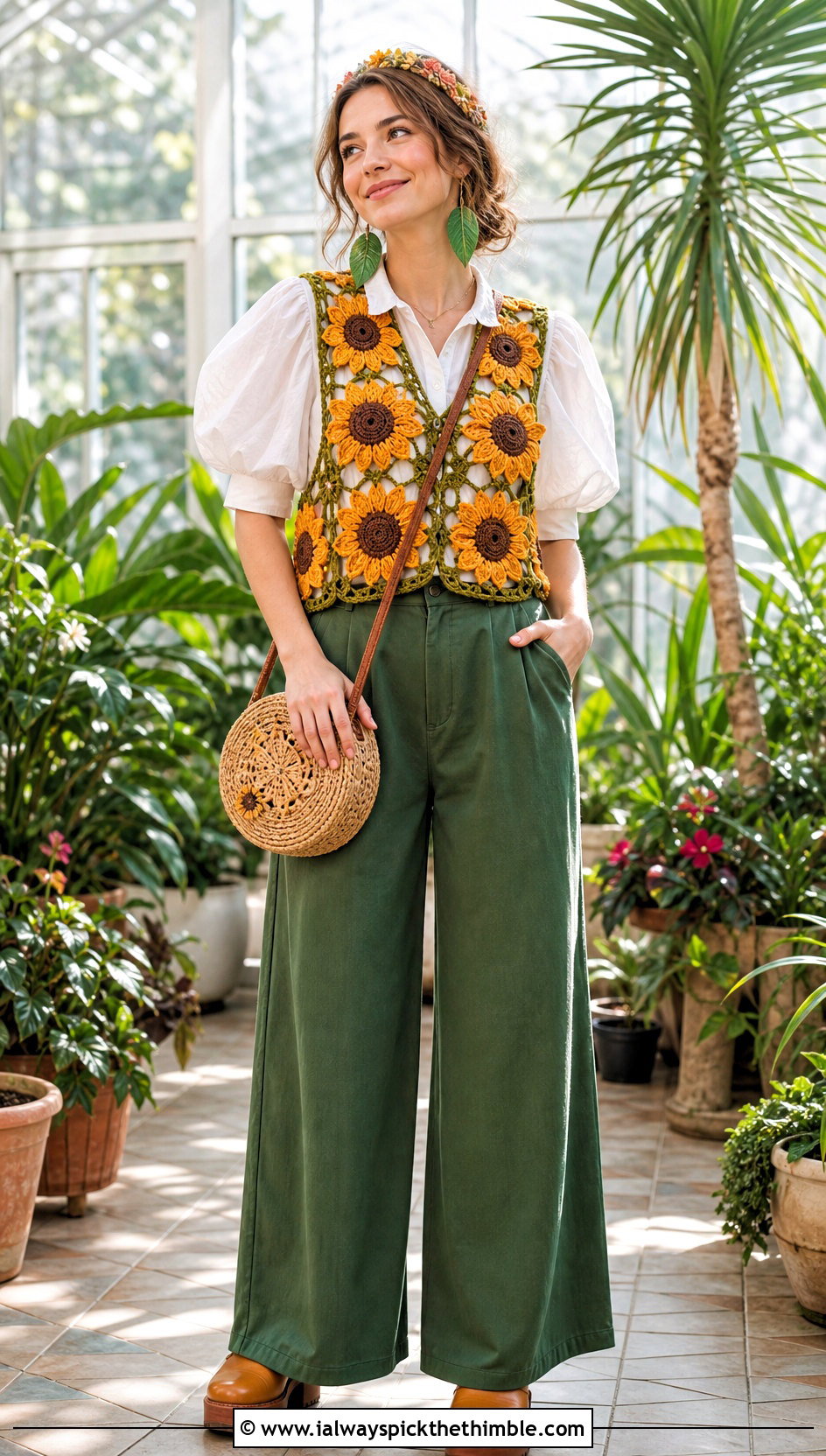 Crochet Sunflower Vest Garden Costume - 25 Crochet Halloween Costume Women outfit ideas