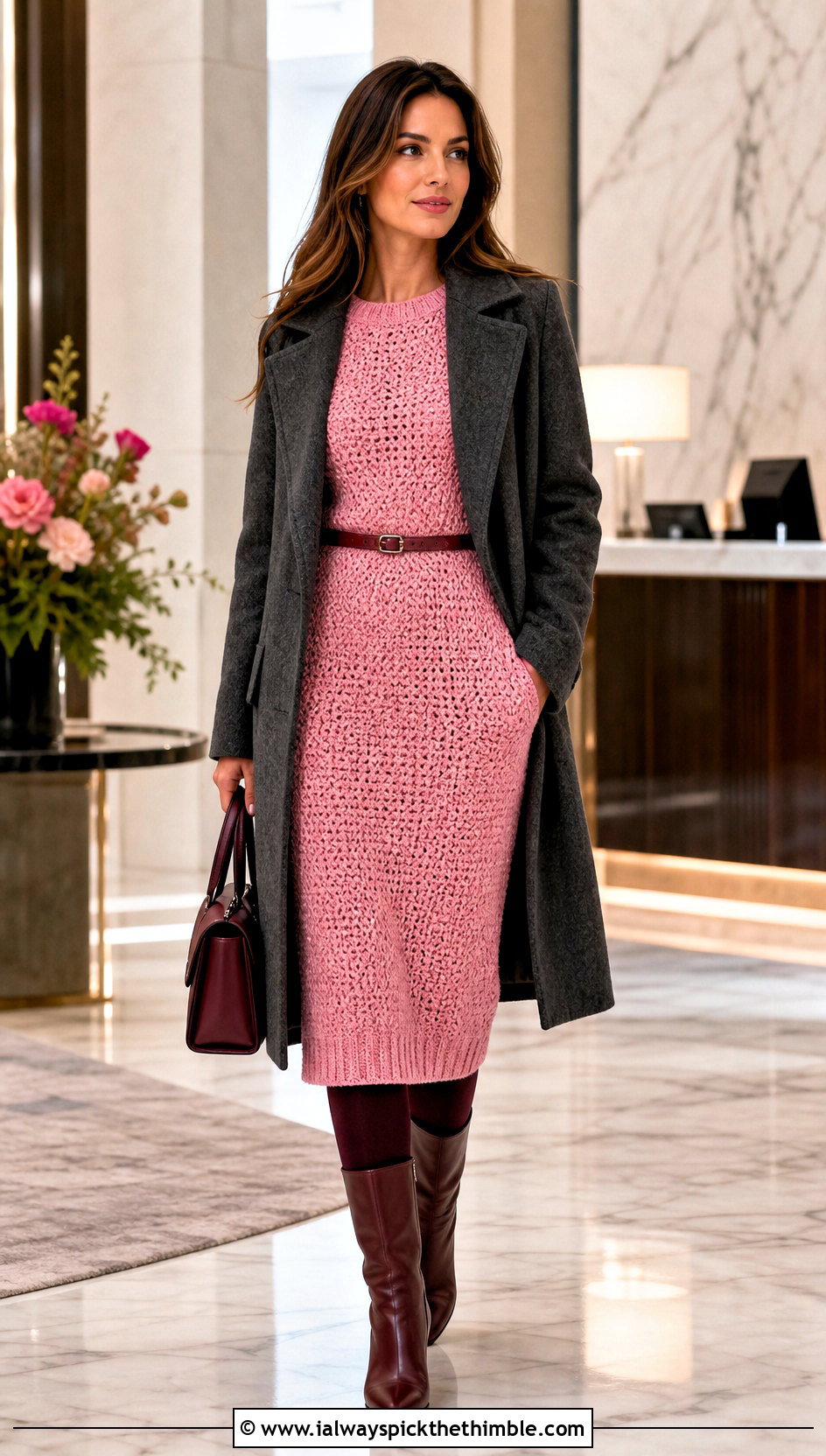 Crochet Sweater Dress With Knee High Boots - 25 Crochet Winter Outfits ideas