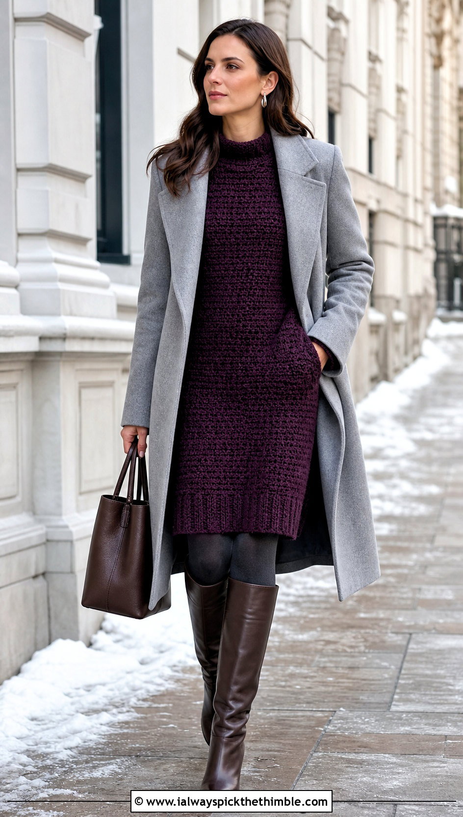 Crochet Sweater Dress With Tall Boots - 25 crochet dress ideas