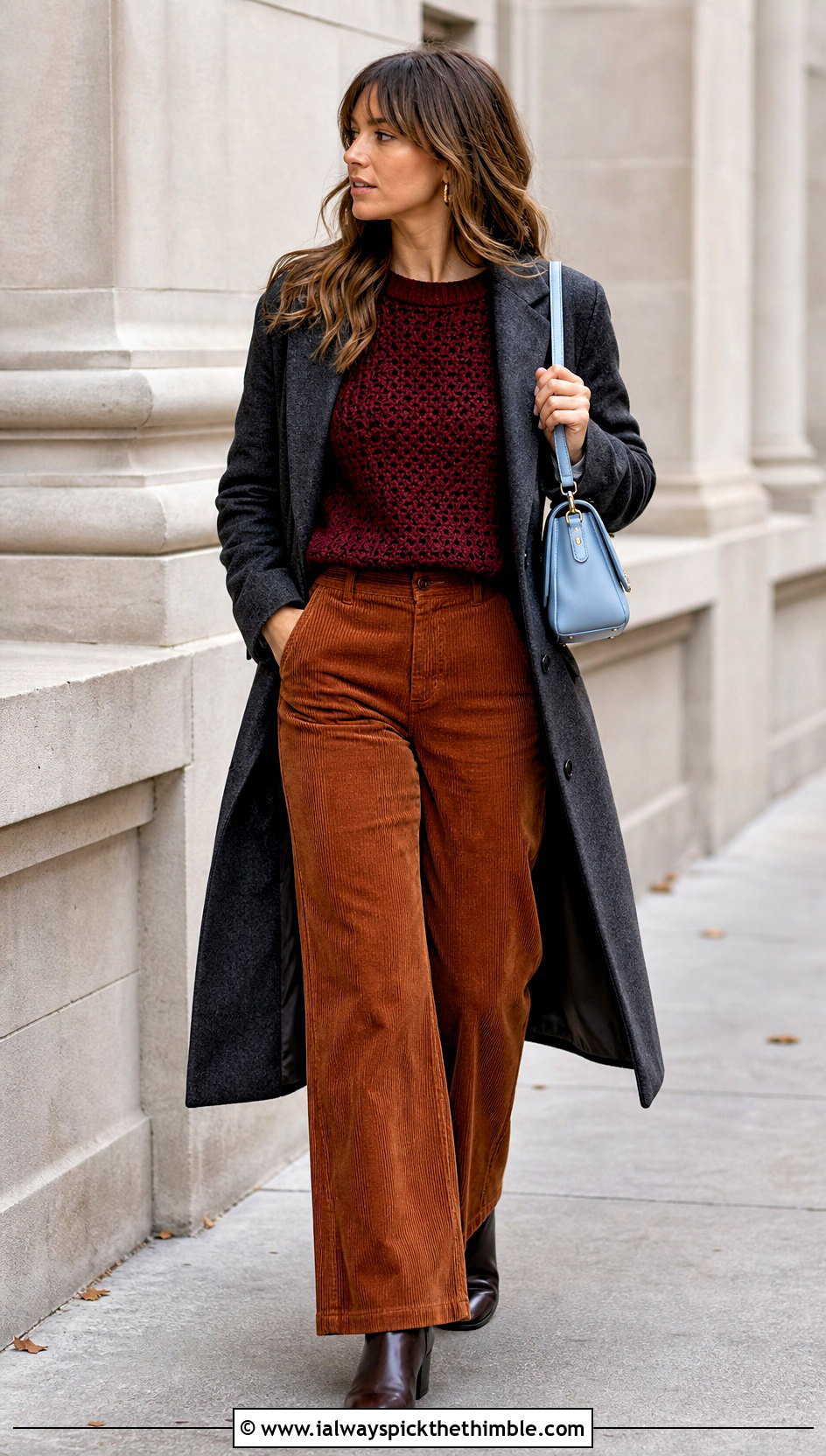 Crochet Sweater Top With Corduroy Pants - 25 Women Crochet Top outfit ideas