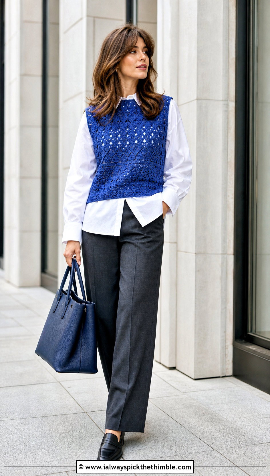 Crochet Sweater Vest With Button Down Shirt - 25 crochet top outfit ideas