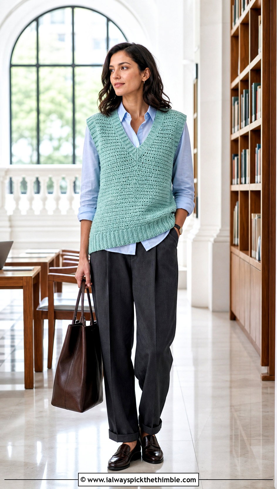 Crochet Sweater Vest With Pleated Trousers - 25 diy crochet clothes and outfit ideas