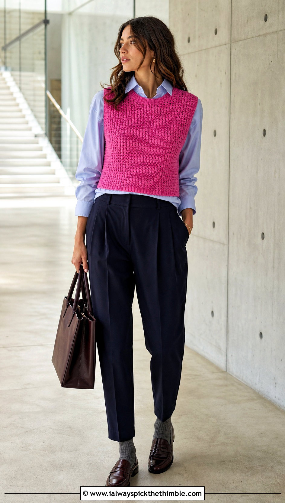Crochet Sweater Vest With Pleated Trousers - 20 crochet clothing ideas