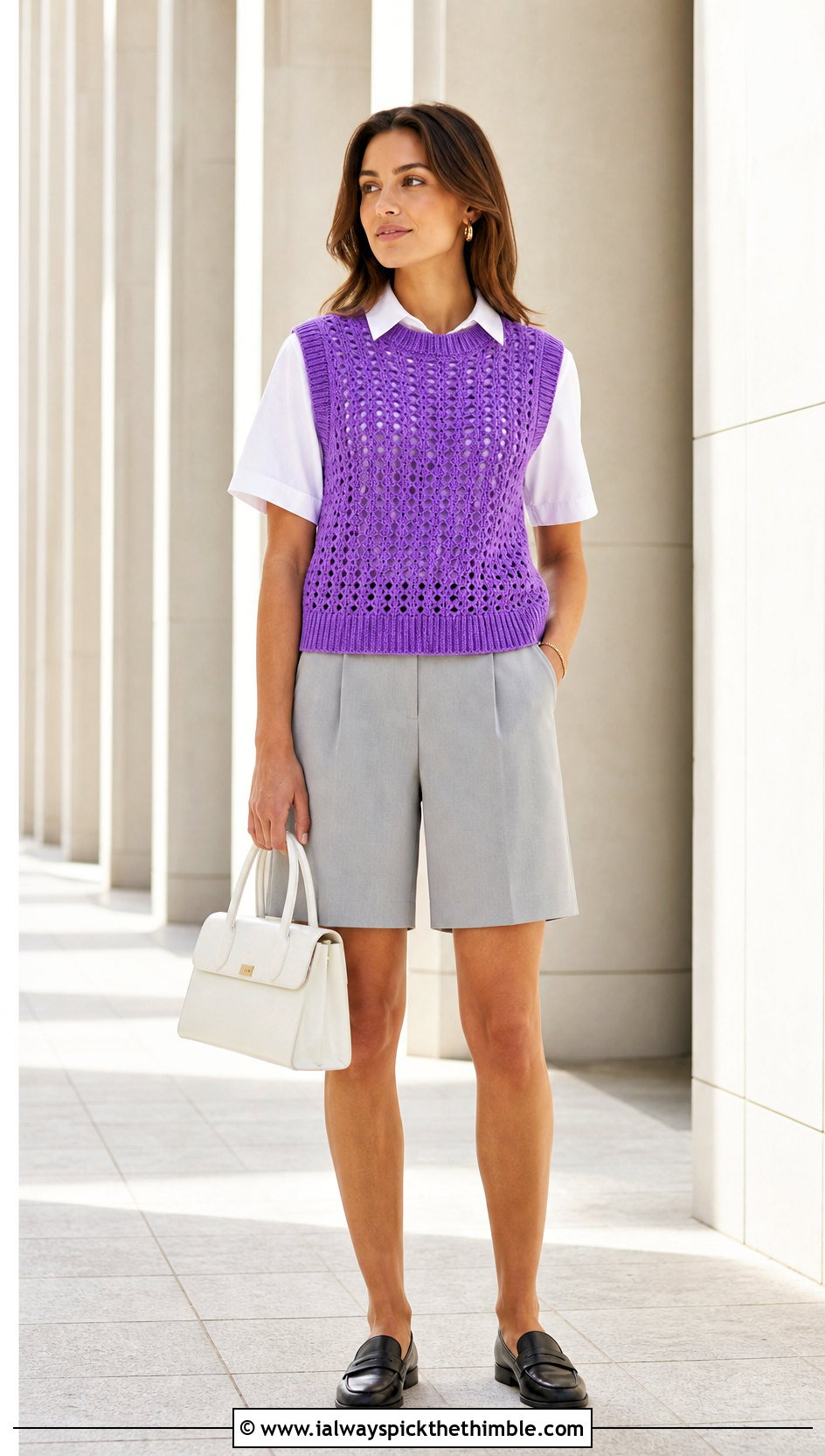 Crochet Sweater Vest With Poplin Shirt And Bermuda Shorts - 25 summer crochet clothes and outfit ideas