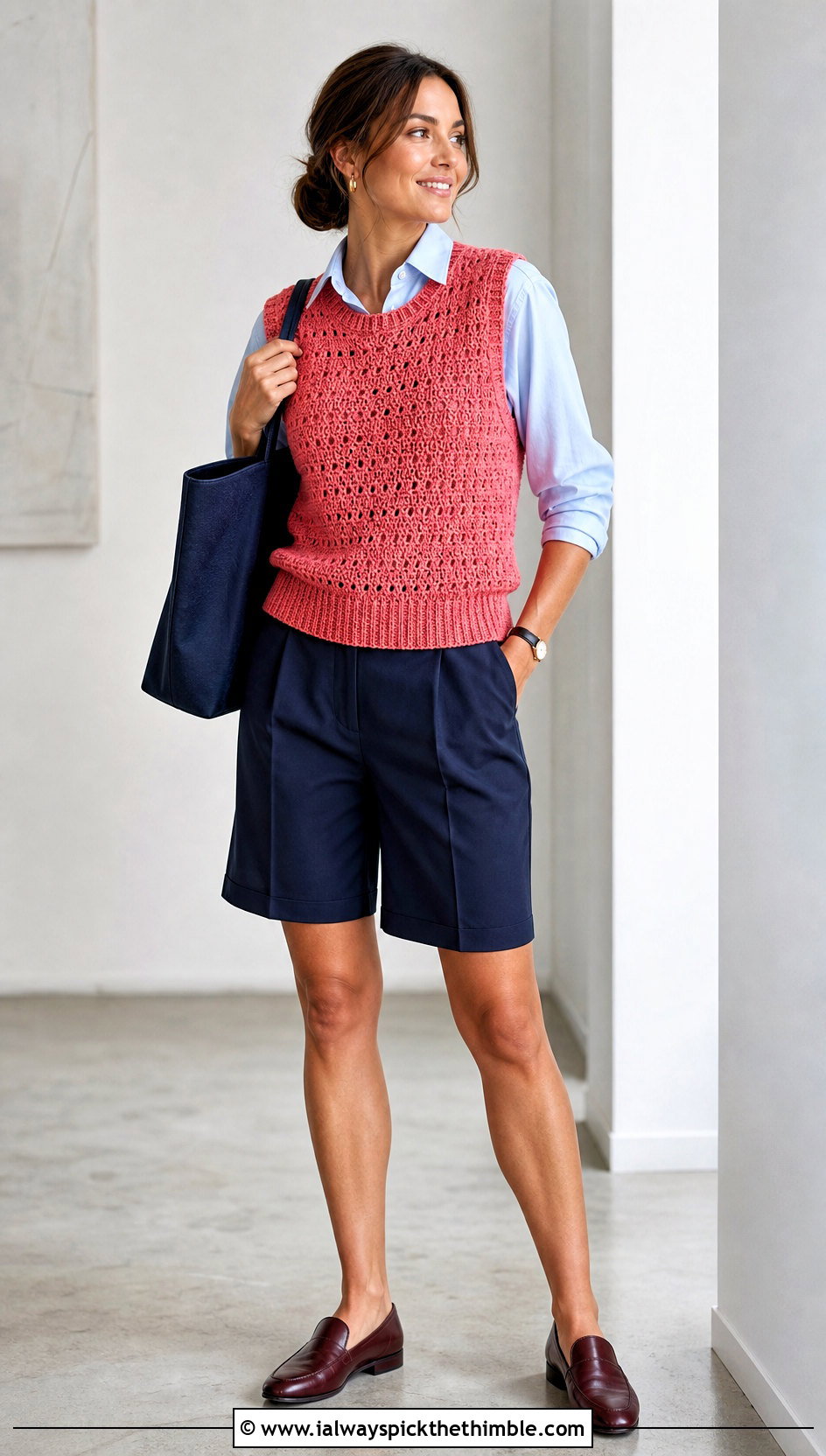 Crochet Sweater Vest With Shirt And Bermuda Shorts - 15 Bohemian Style Crochet Sweater outfit ideas