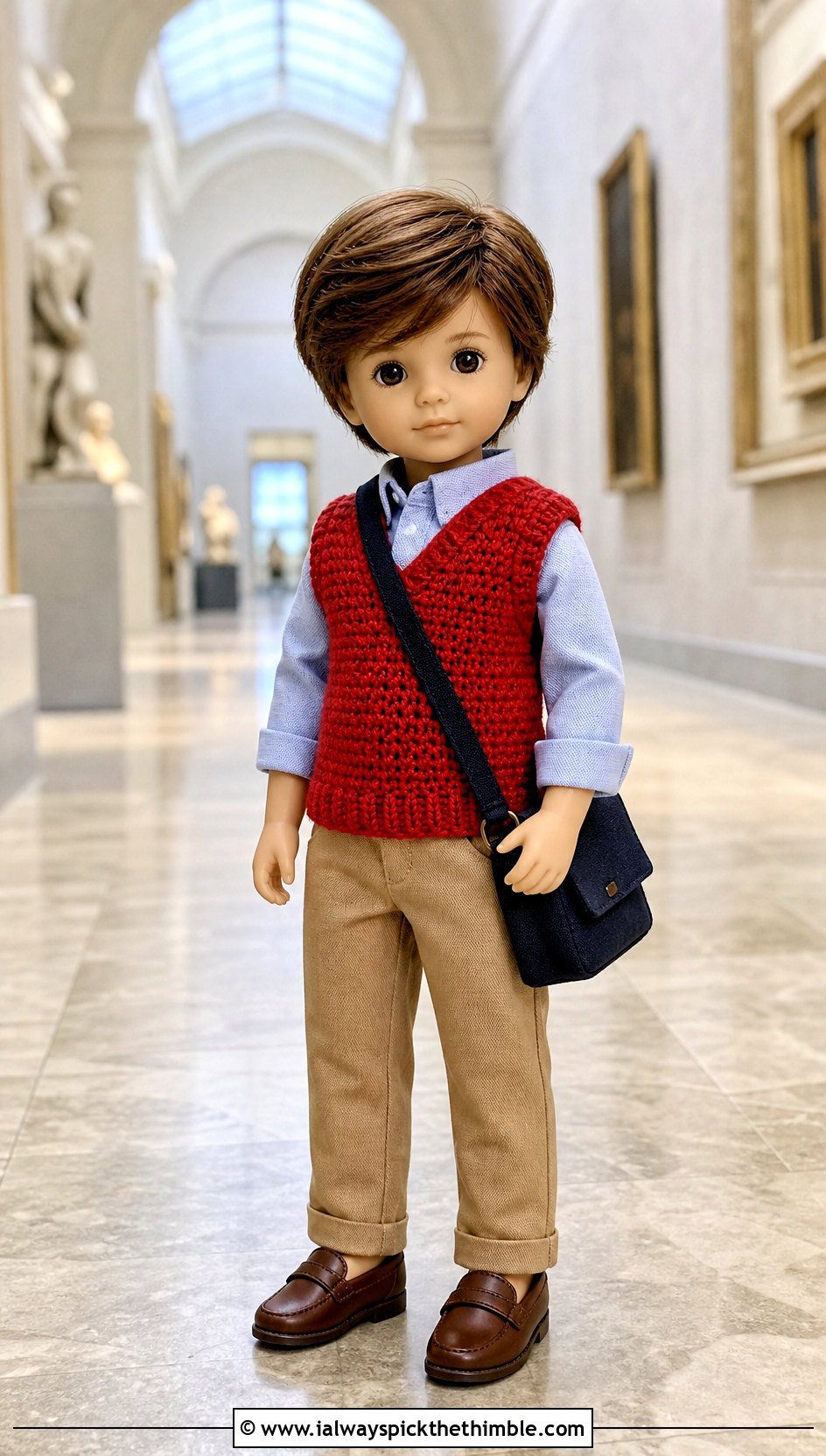 Crochet Sweater Vest With Shirt And Chinos - 15 Crochet 5 Inch Doll Clothes and outfit ideas