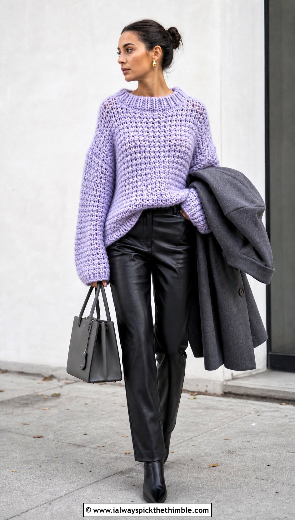 Crochet Sweater With Leather Trousers - 20 cool crochet clothes and outfit ideas