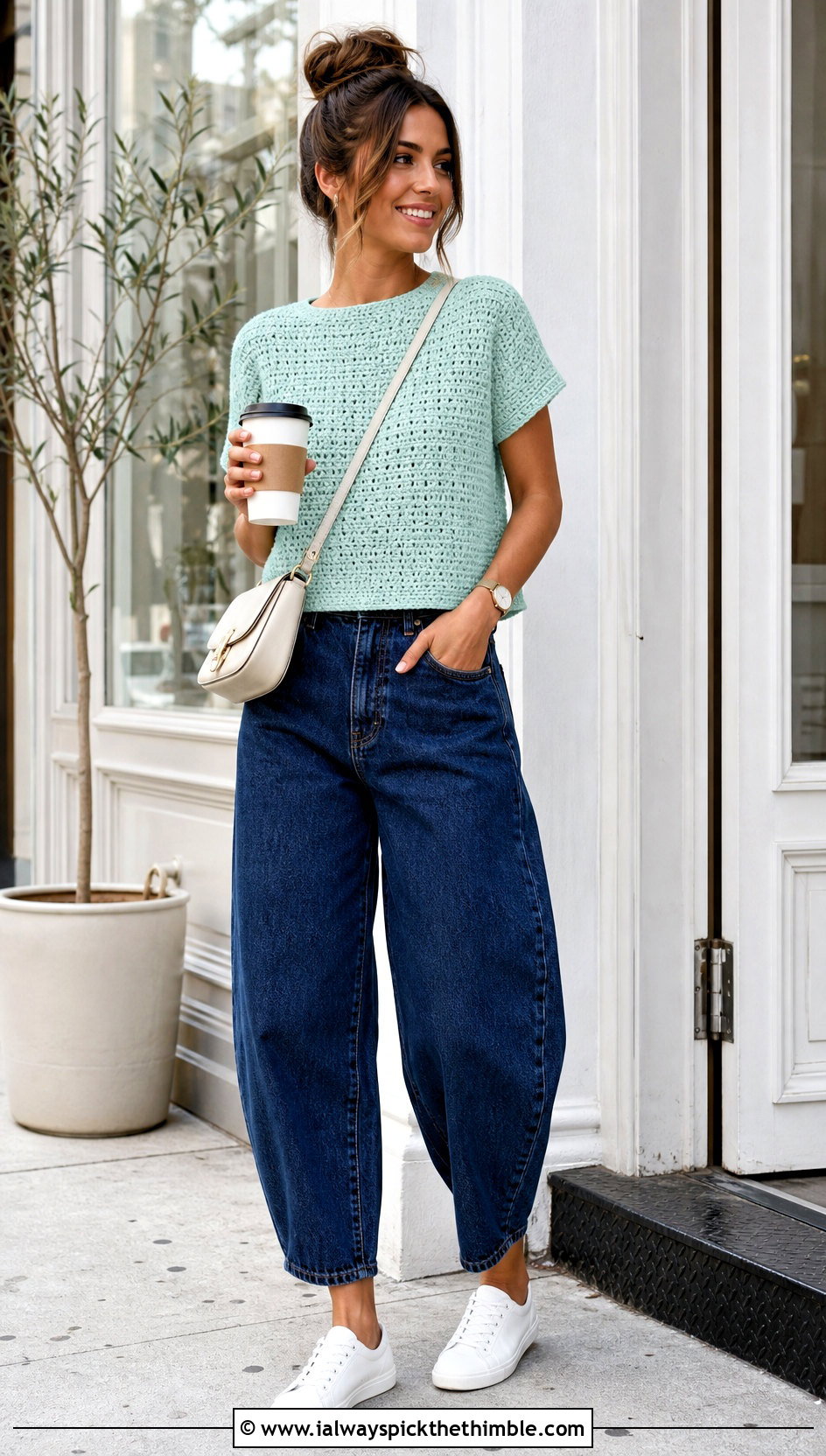 Crochet T Shirt With Barrel Jeans - 25 aesthetic crochet clothes and outfit ideas