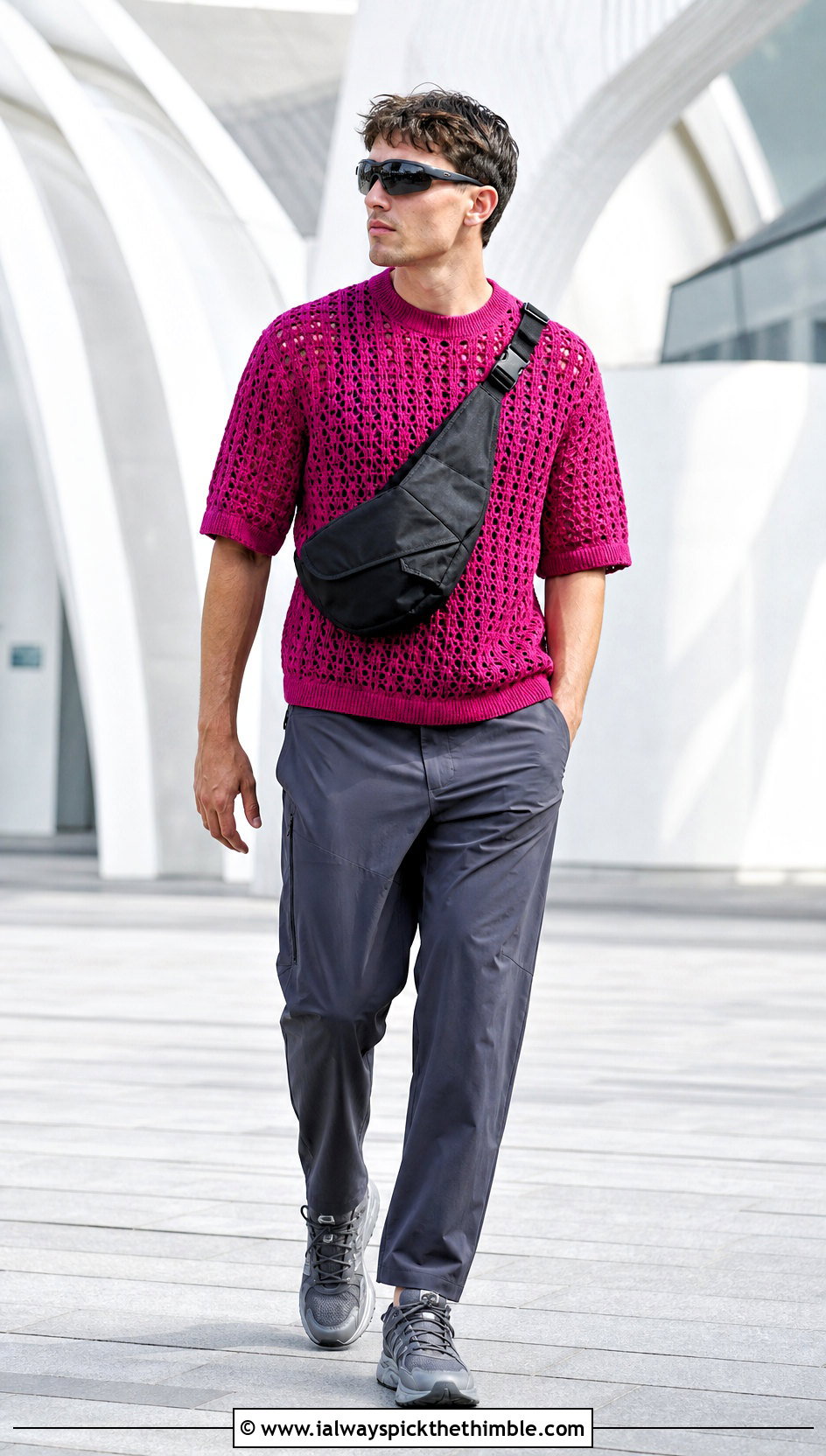 Crochet T Shirt With Technical Trousers - 20 crochet men's clothes and outfit ideas