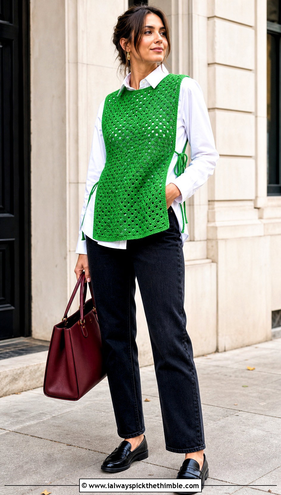 Crochet Tabard Sleeveless Top Over A White Shirt - 25 crochet sleeveless top outfit ideas