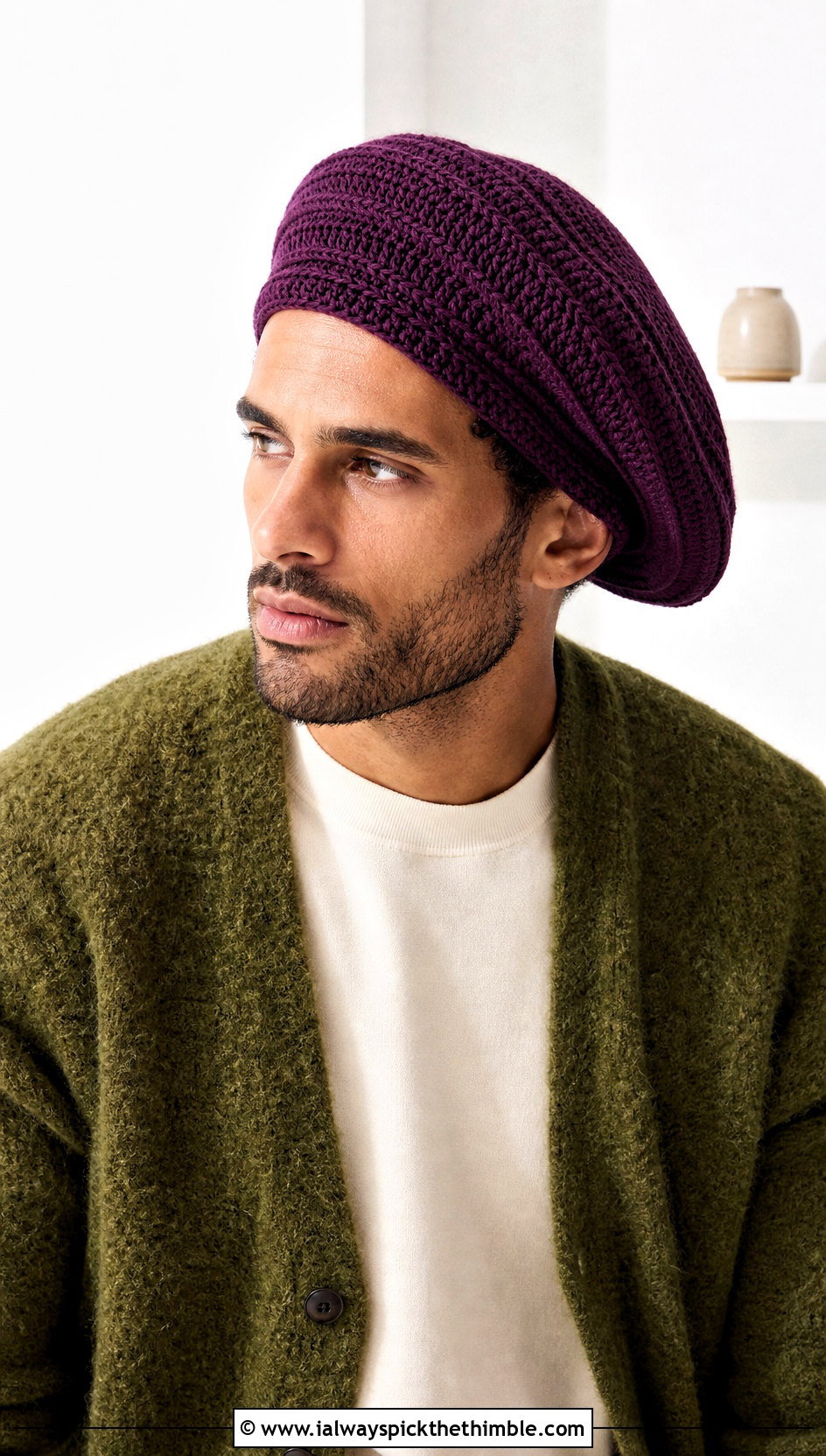 Crochet Tam Hat With Cardigan - 15 Easy Crochet Mens Hat outfit ideas
