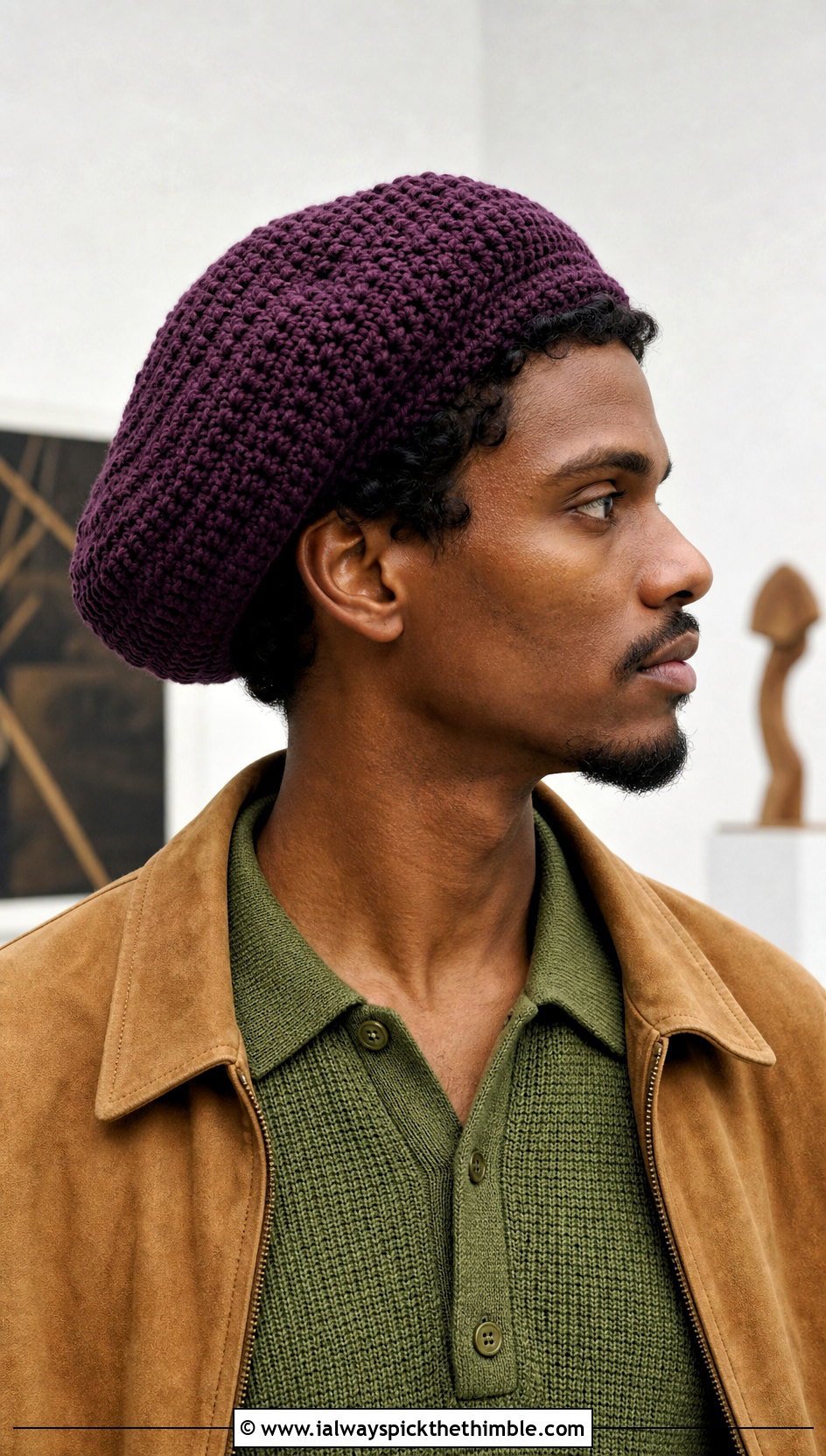 Crochet Tam Hat With Knit Polo - 15 Unique Crochet Men Hat outfit ideas