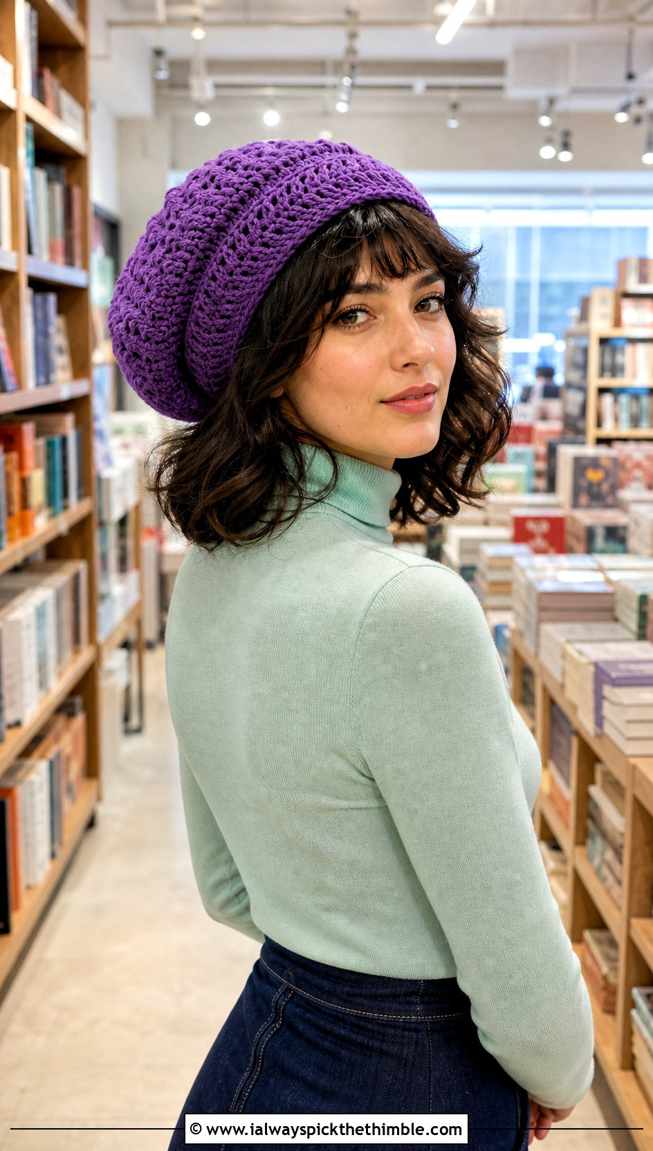 Crochet Tam Hat With Turtleneck And Column Skirt - 25 crochet hat outfit ideas